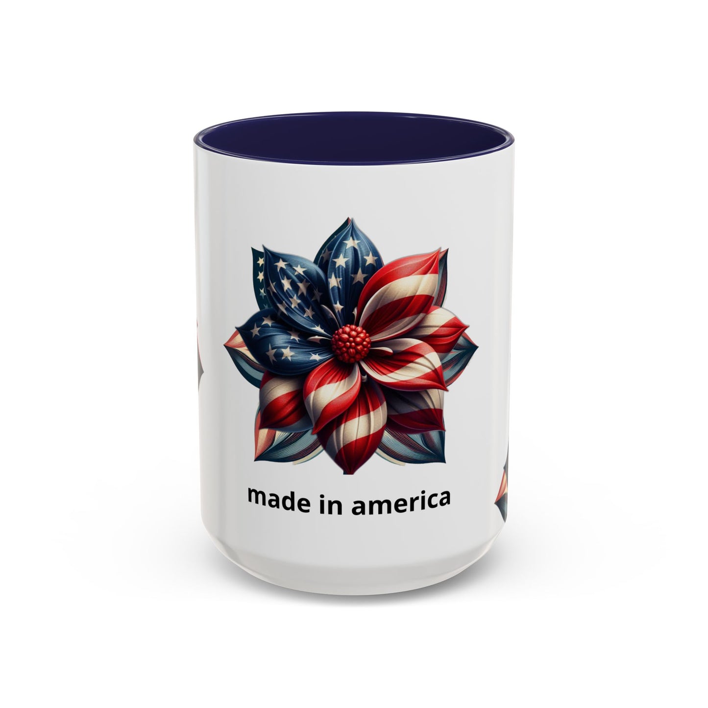 Patriotic Flower Mug – Embrace American Pride with 'Made in America' Charm! 🌸🇺🇸, Accent Coffee Mug (11, 15oz)