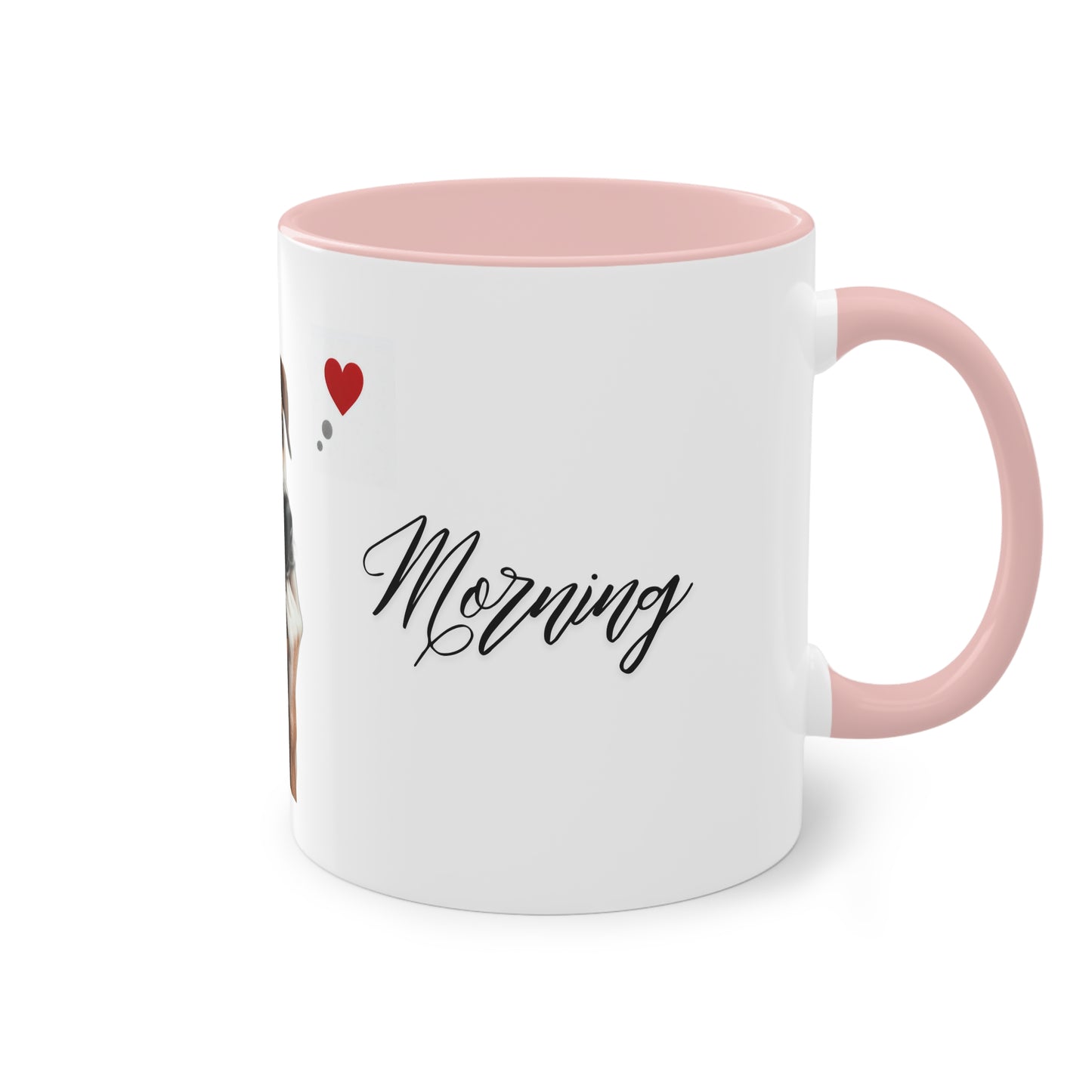 "Adorable Dog Design Ceramic Mug: ‘Good Morning’ - 11oz, Colorful & Glossy", Two-Tone Coffee Mug