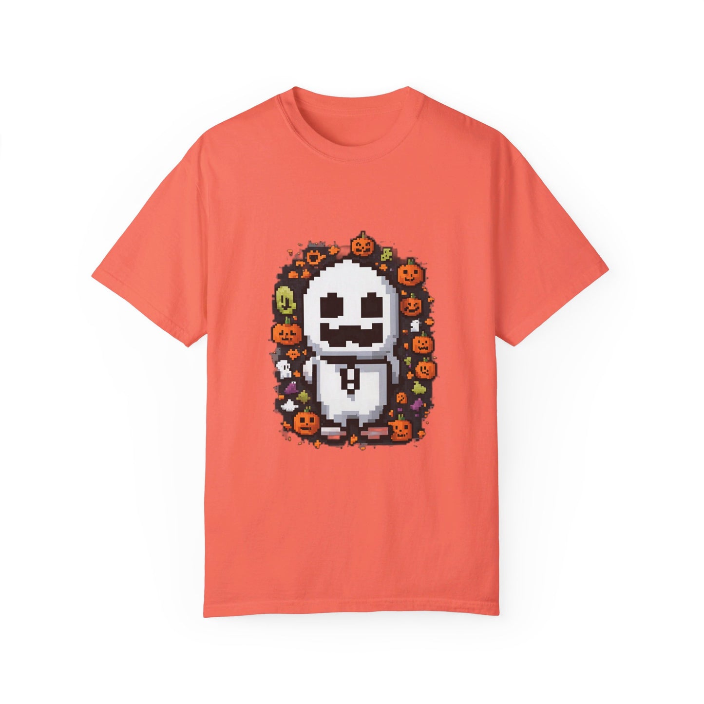 "Ghost and Pumpkins Halloween T-Shirt - Spooky Fun Design, Unisex Fit, Perfect Halloween Gift