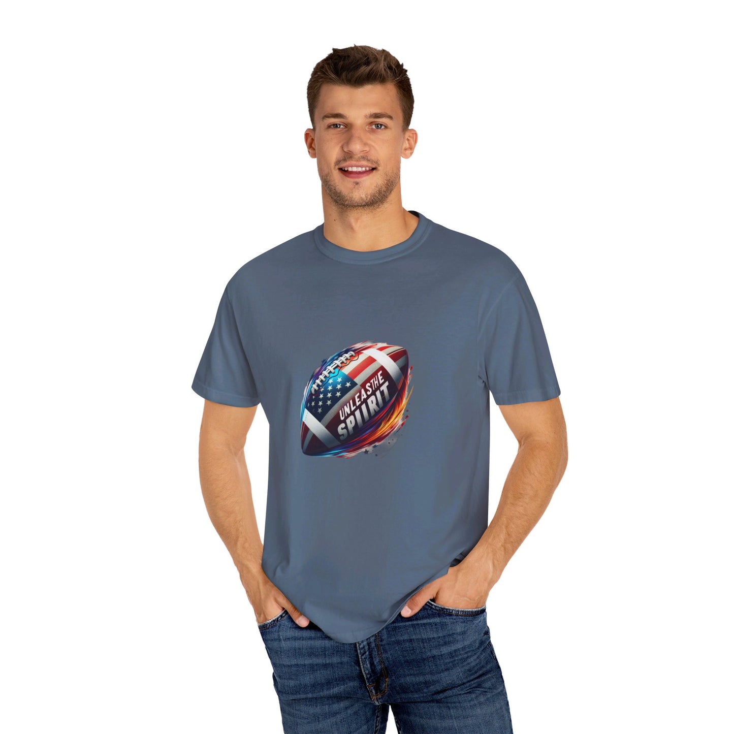 Unleash the Spirit" American Football T-Shirt | Patriotic U.S. Flag Design | High-Energy Sports Tee | Comfortable & Durable Cotton Shirt