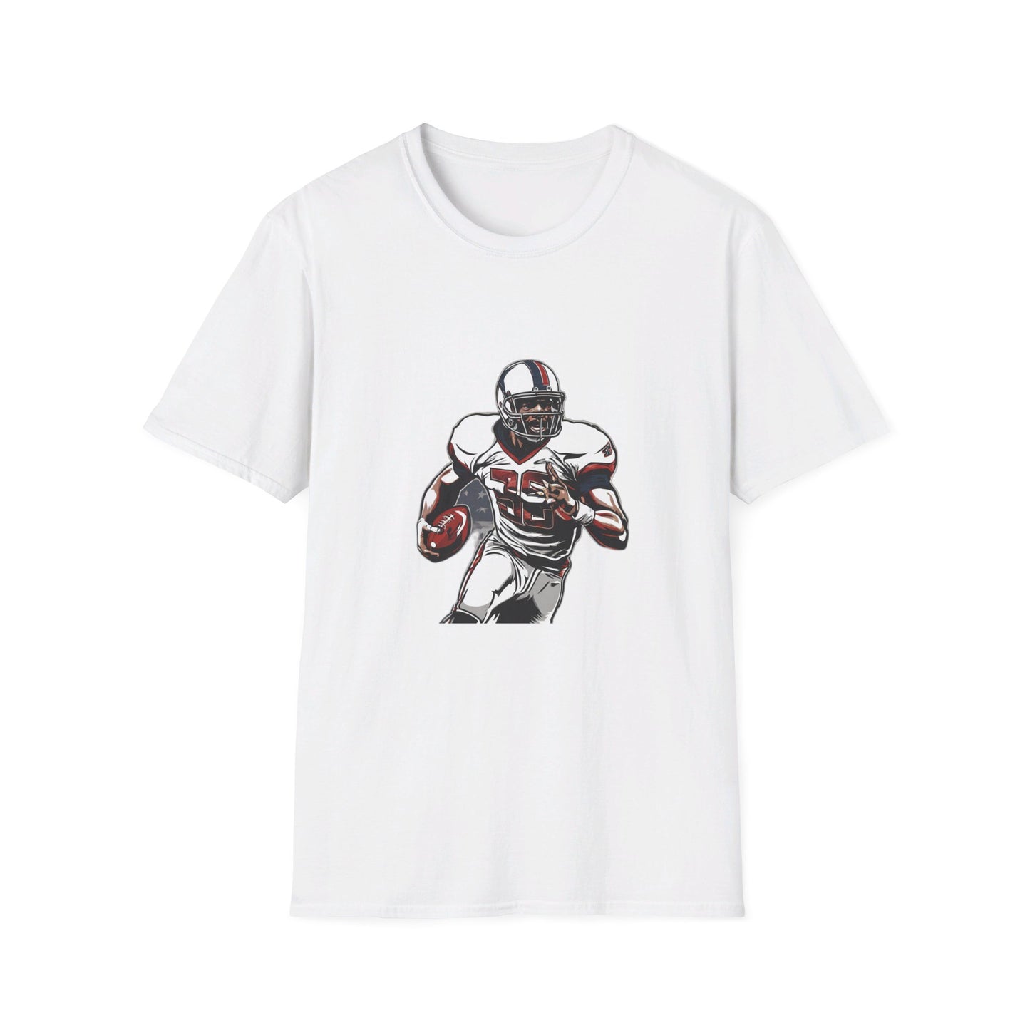 Champions of the Free" American Football T-Shirt – Patriotic Football Player Design with American Flag – Premium Comfort & Durability