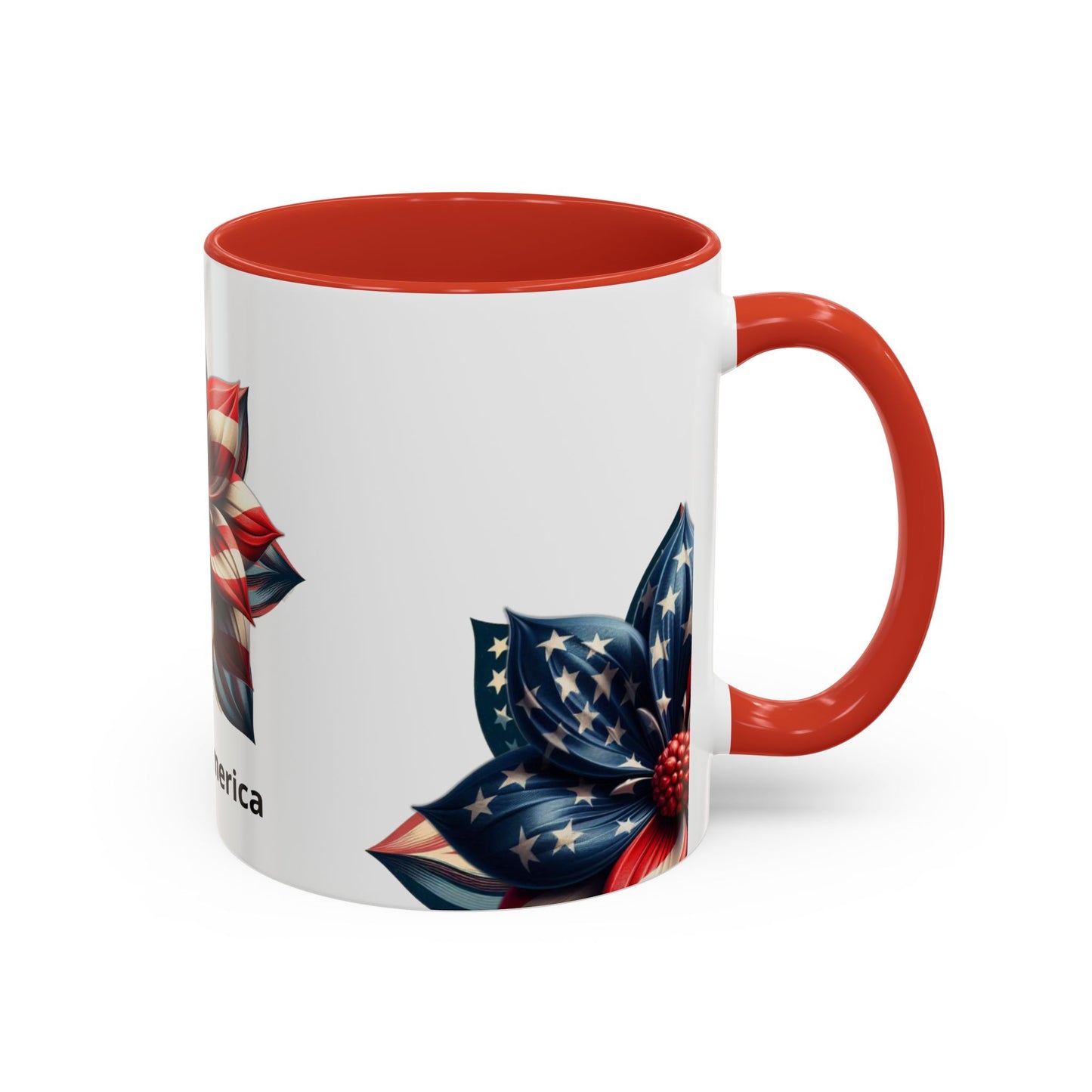 Patriotic Flower Mug – Embrace American Pride with 'Made in America' Charm! 🌸🇺🇸, Accent Coffee Mug (11, 15oz)