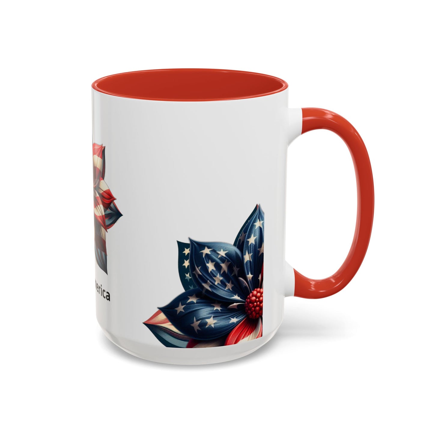 Patriotic Flower Mug – Embrace American Pride with 'Made in America' Charm! 🌸🇺🇸, Accent Coffee Mug (11, 15oz)