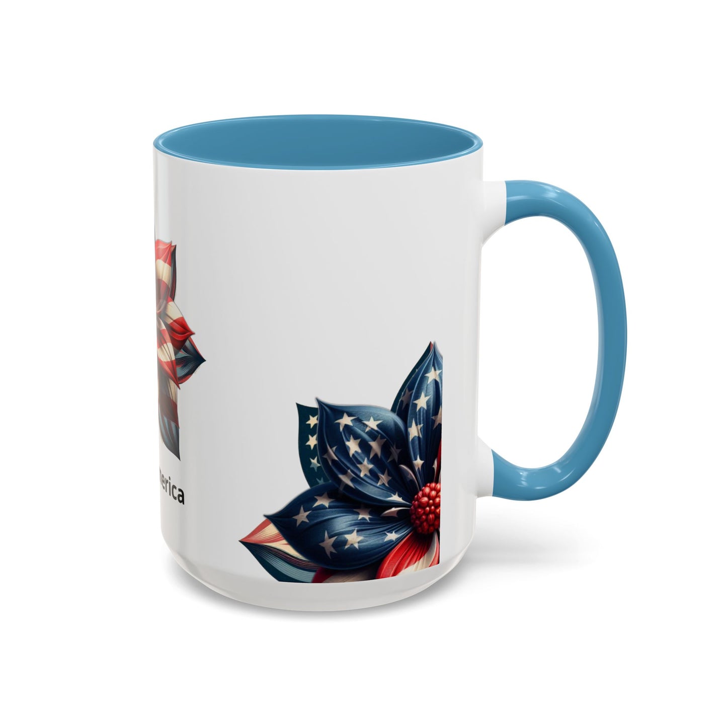 Patriotic Flower Mug – Embrace American Pride with 'Made in America' Charm! 🌸🇺🇸, Accent Coffee Mug (11, 15oz)