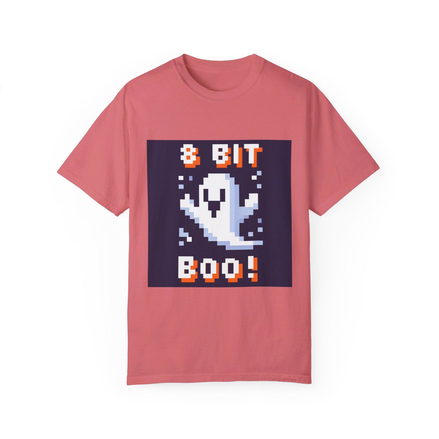 "8-Bit Boo! Retro Pixel Ghost Halloween T-Shirt - Nostalgic Gamer Tee with Neon Glow - Unisex Comfort Fit"