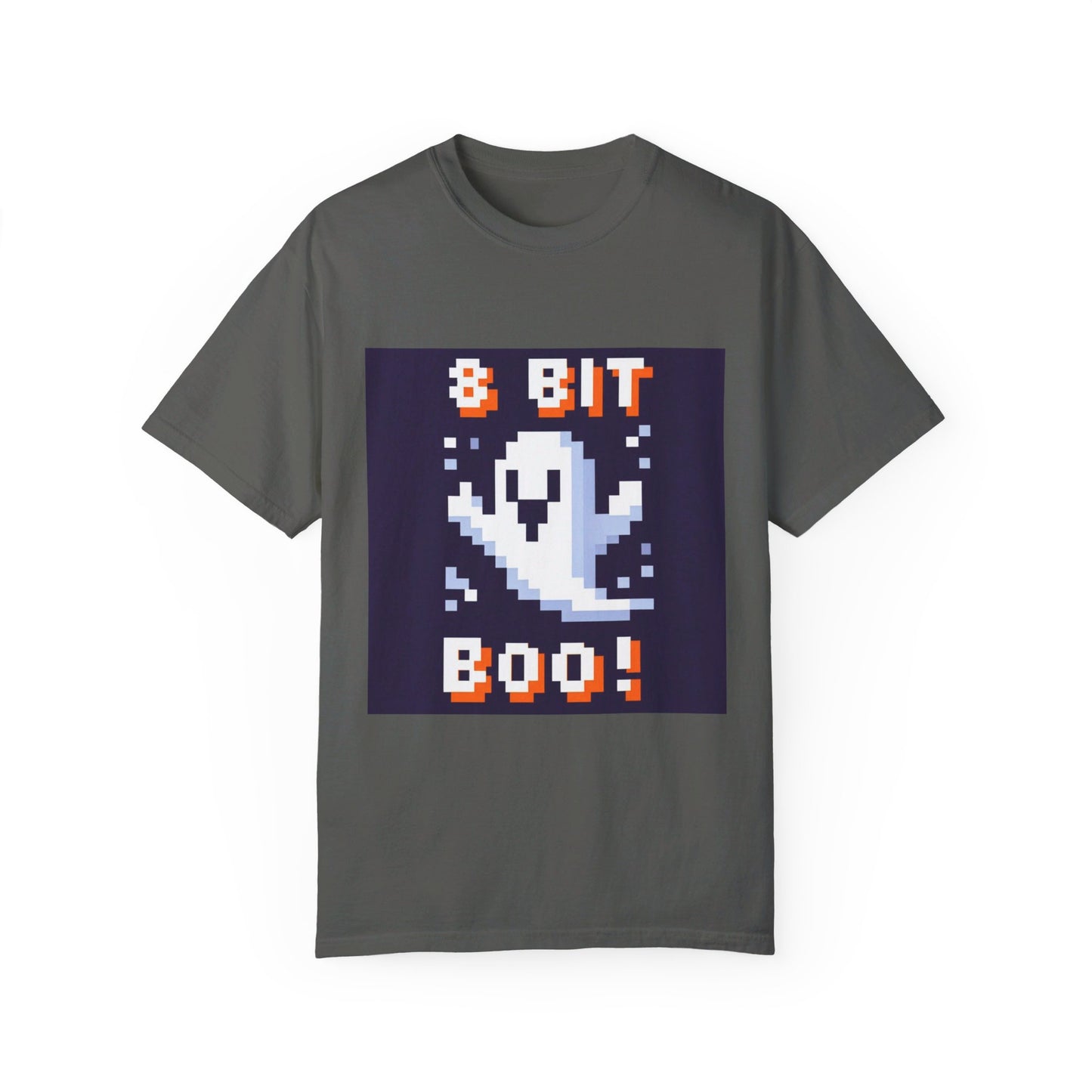 "8-Bit Boo! Retro Pixel Ghost Halloween T-Shirt - Nostalgic Gamer Tee with Neon Glow - Unisex Comfort Fit"