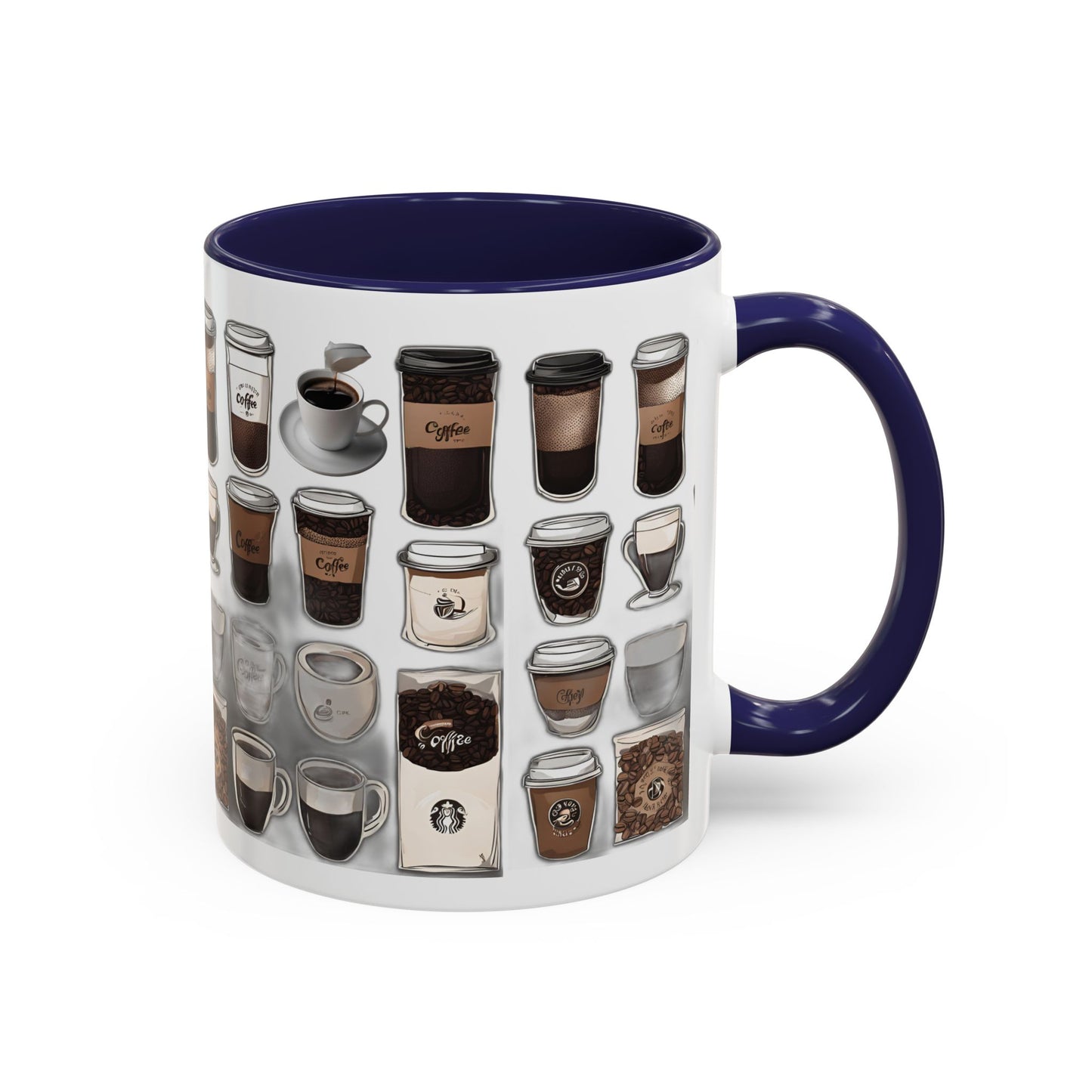 "Playful Coffee Cup Ceramic Mug: Fun Designs in 11oz & 15oz Sizes", Accent Coffee Mug (11, 15oz)