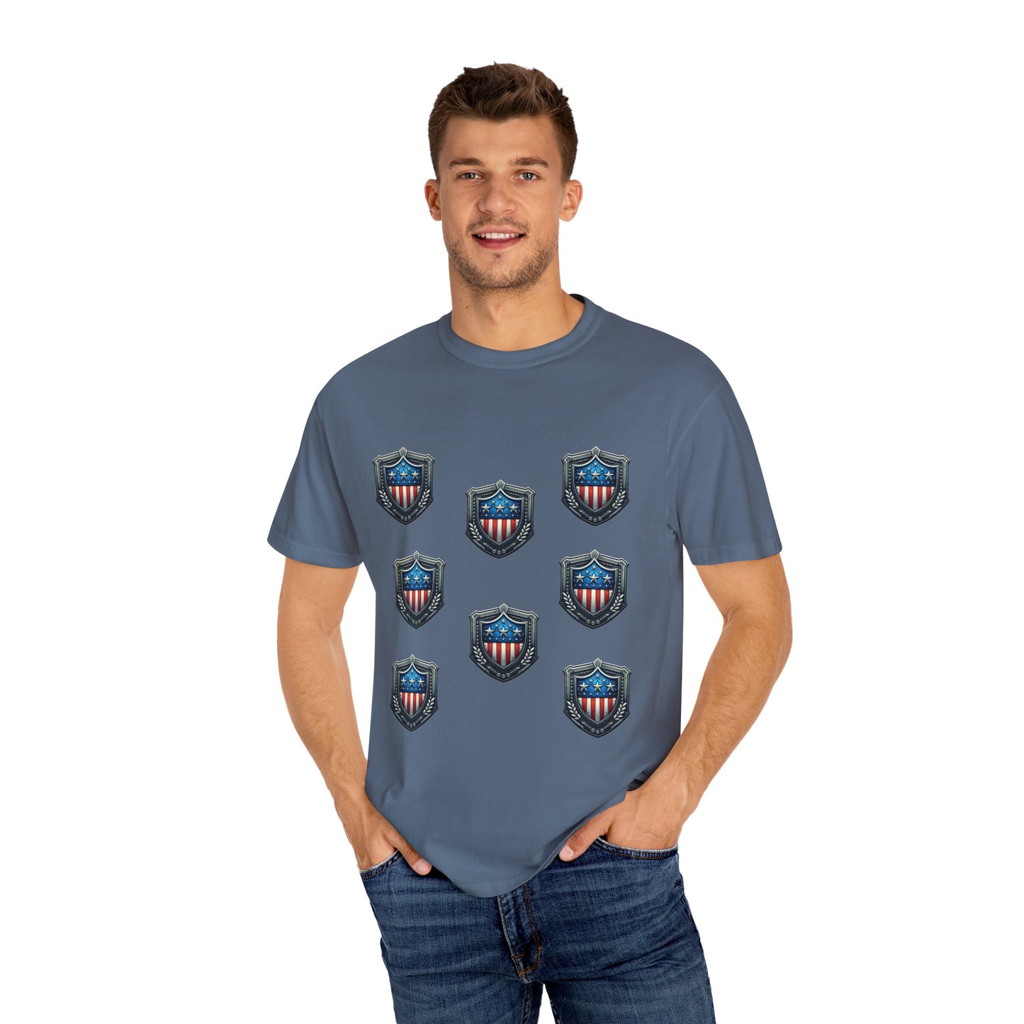 Limited Edition Unisex Tee: Iconic American Shields – Show Your Patriotic Pride. Unisex Garment-Dyed T-shirt