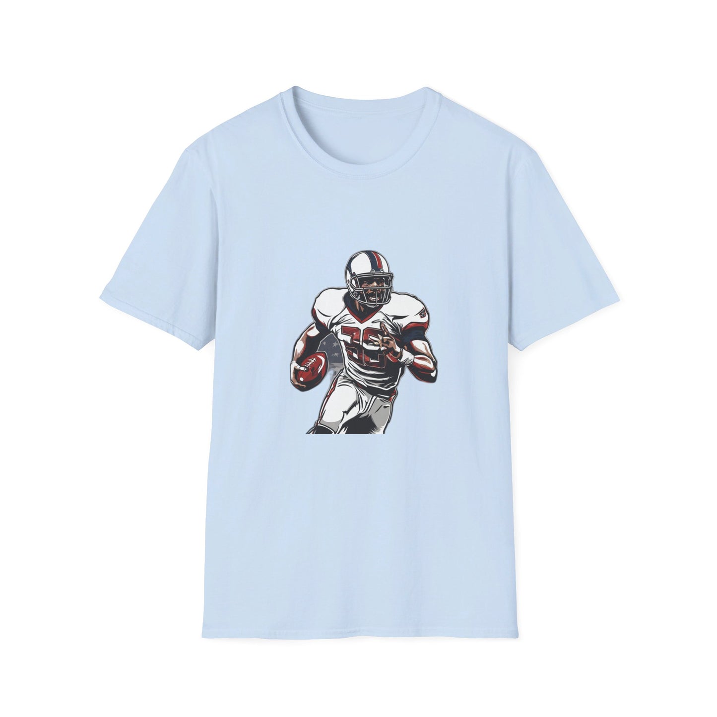 Champions of the Free" American Football T-Shirt – Patriotic Football Player Design with American Flag – Premium Comfort & Durability