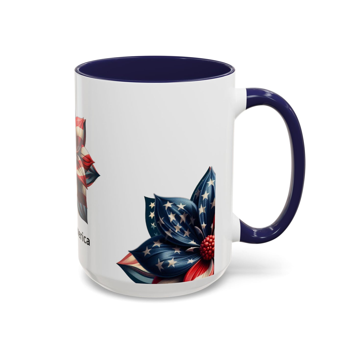 Patriotic Flower Mug – Embrace American Pride with 'Made in America' Charm! 🌸🇺🇸, Accent Coffee Mug (11, 15oz)