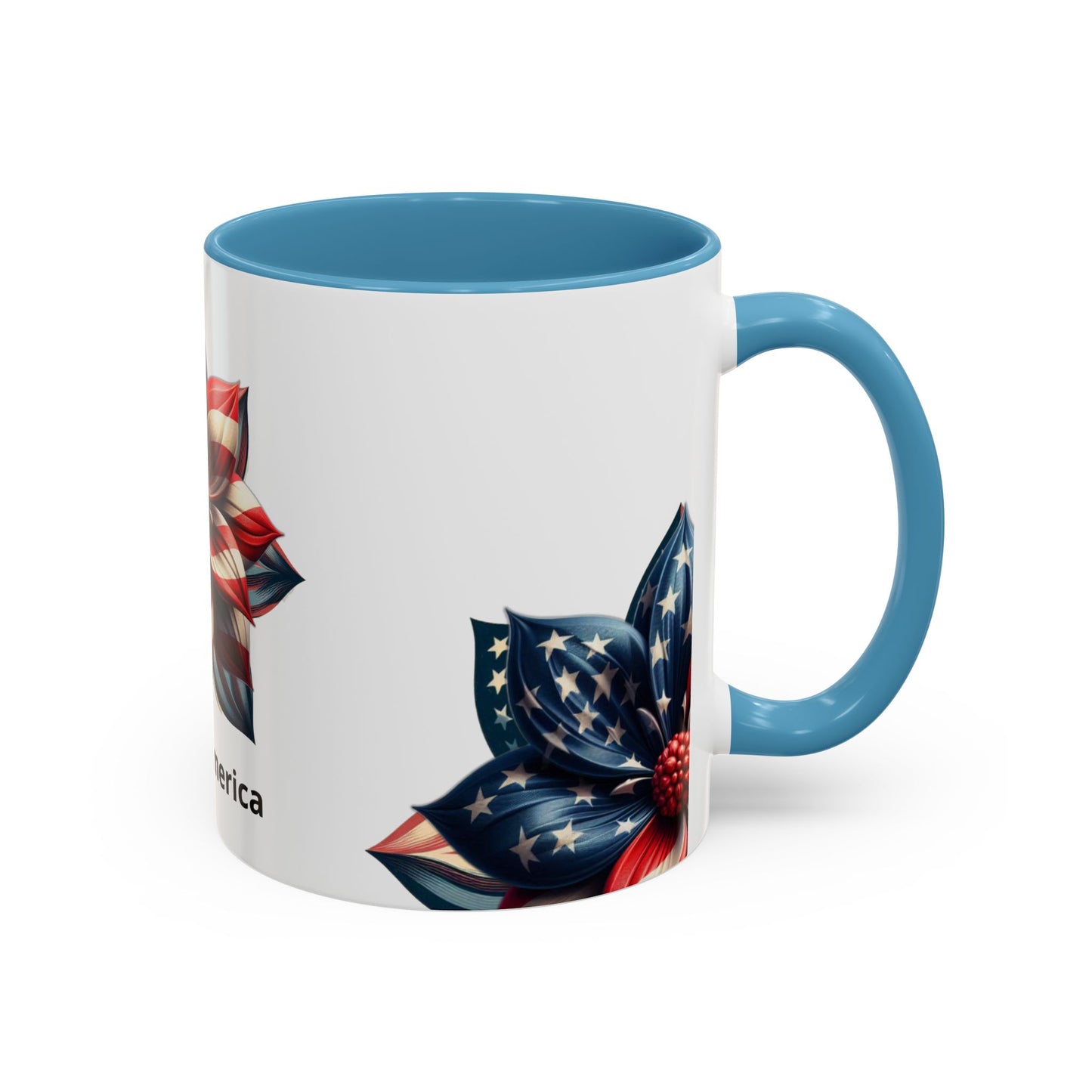 Patriotic Flower Mug – Embrace American Pride with 'Made in America' Charm! 🌸🇺🇸, Accent Coffee Mug (11, 15oz)