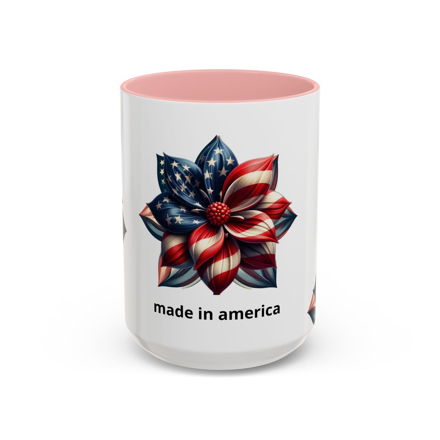 Patriotic Flower Mug – Embrace American Pride with 'Made in America' Charm! 🌸🇺🇸, Accent Coffee Mug (11, 15oz)