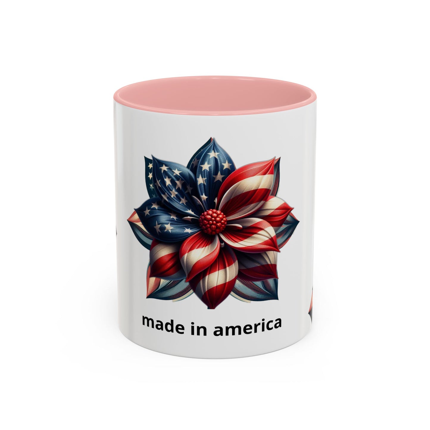 Patriotic Flower Mug – Embrace American Pride with 'Made in America' Charm! 🌸🇺🇸, Accent Coffee Mug (11, 15oz)