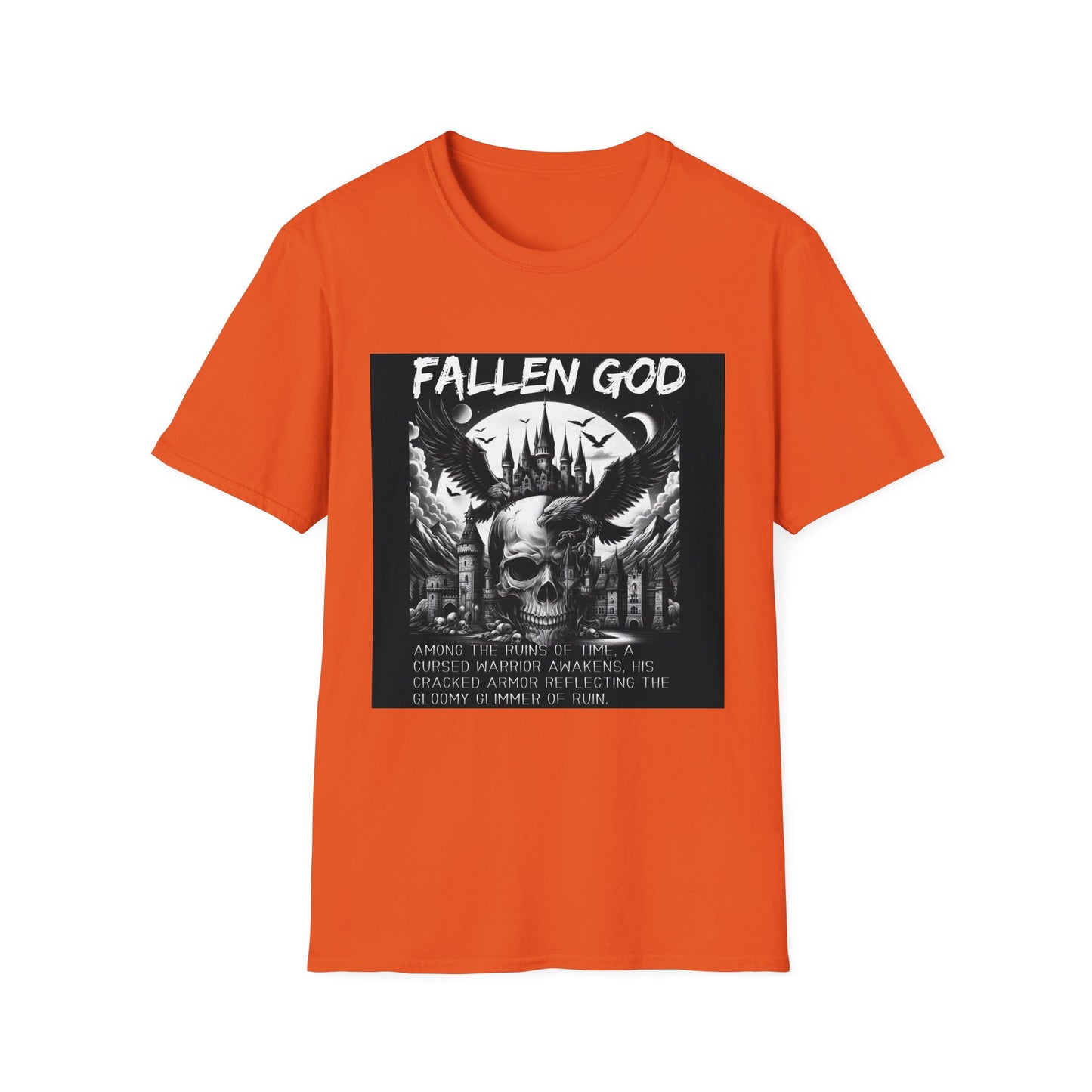 "Fallen GOD" Unisex Tee: Embrace the Legend with a Hauntingly Detailed Skull Design, Unisex Softstyle T-Shirt