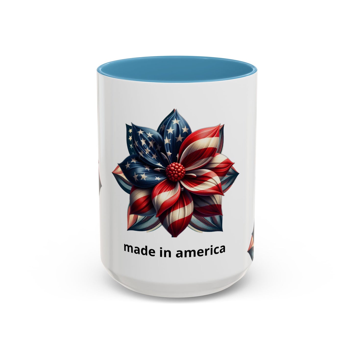 Patriotic Flower Mug – Embrace American Pride with 'Made in America' Charm! 🌸🇺🇸, Accent Coffee Mug (11, 15oz)