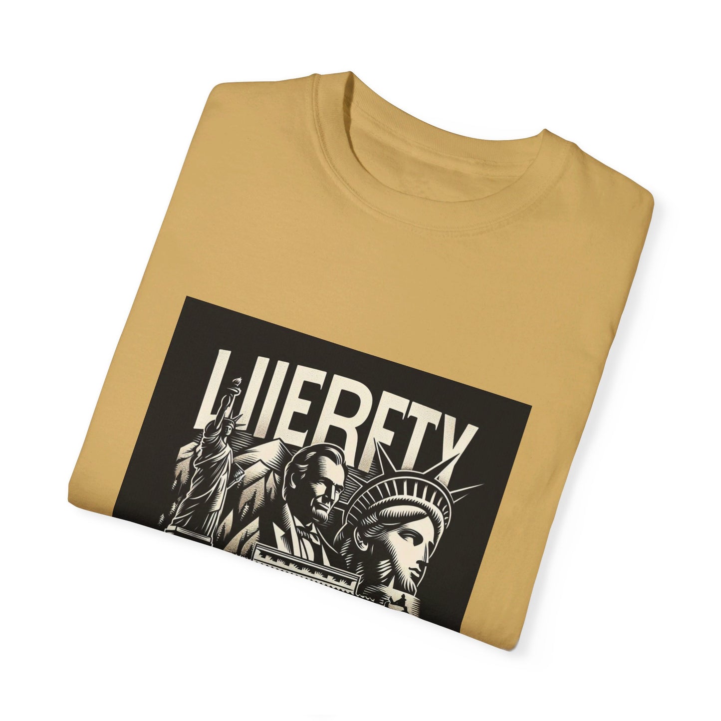 Patriotic T-Shirt | "Liberty and Justice for All" | Iconic American Monuments Design | Unisex Comfort Colors Tee