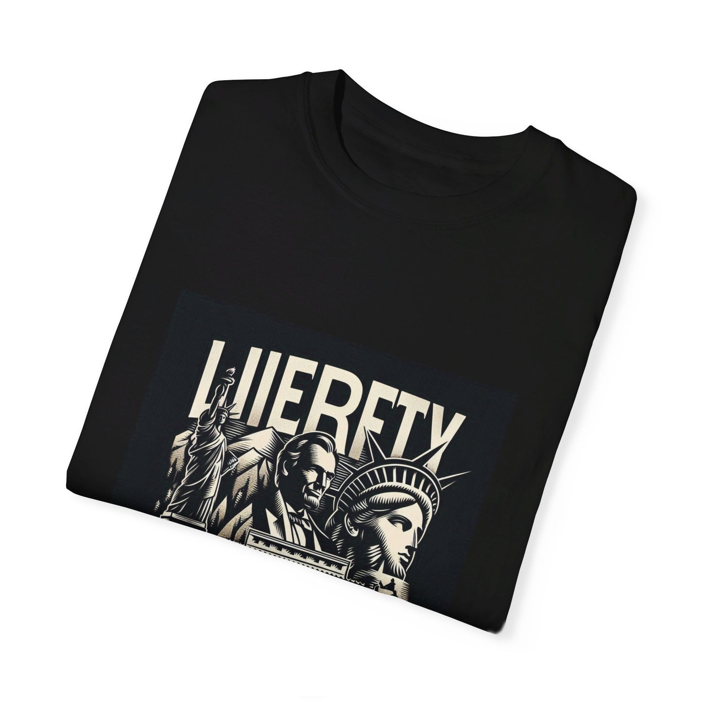 Patriotic T-Shirt | "Liberty and Justice for All" | Iconic American Monuments Design | Unisex Comfort Colors Tee