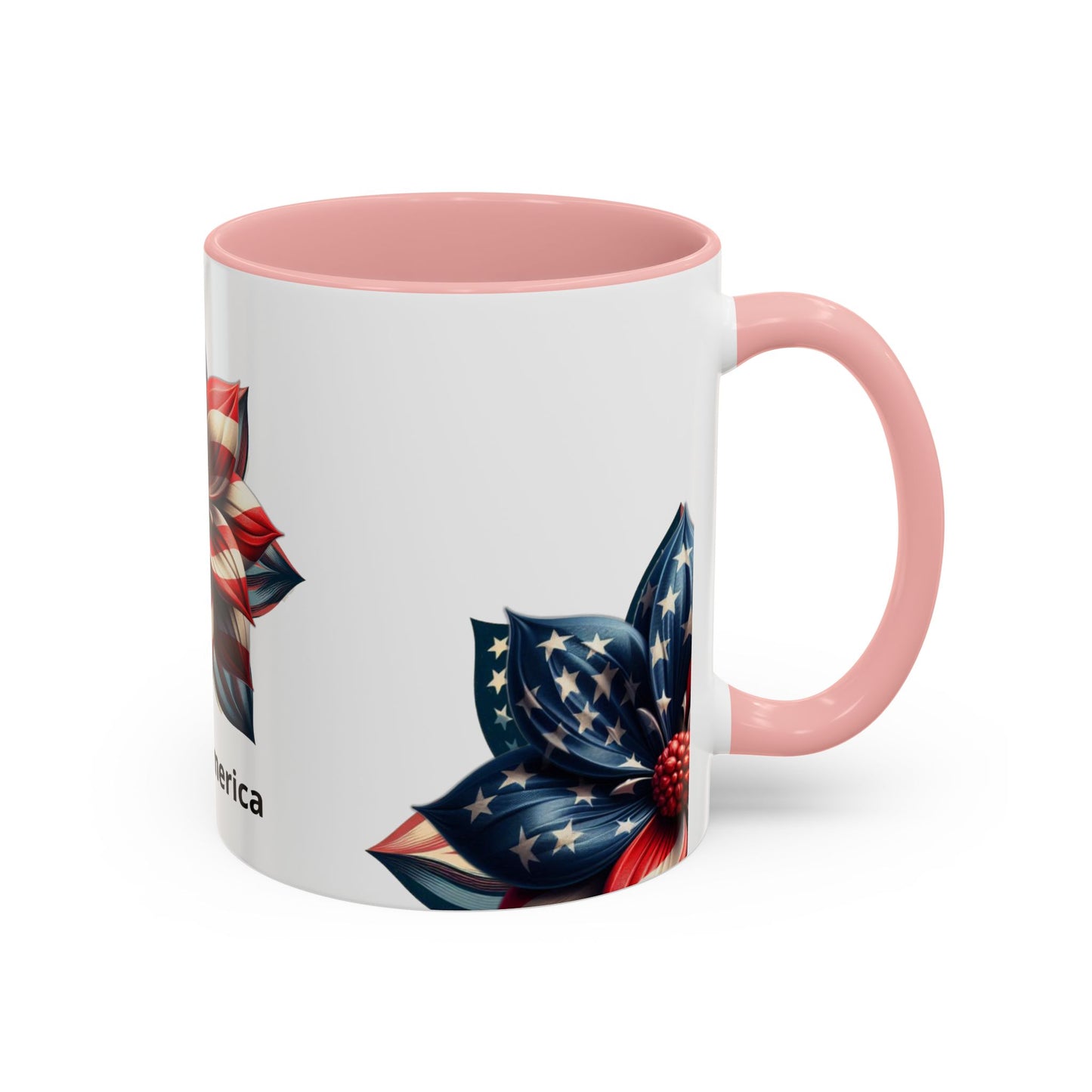 Patriotic Flower Mug – Embrace American Pride with 'Made in America' Charm! 🌸🇺🇸, Accent Coffee Mug (11, 15oz)