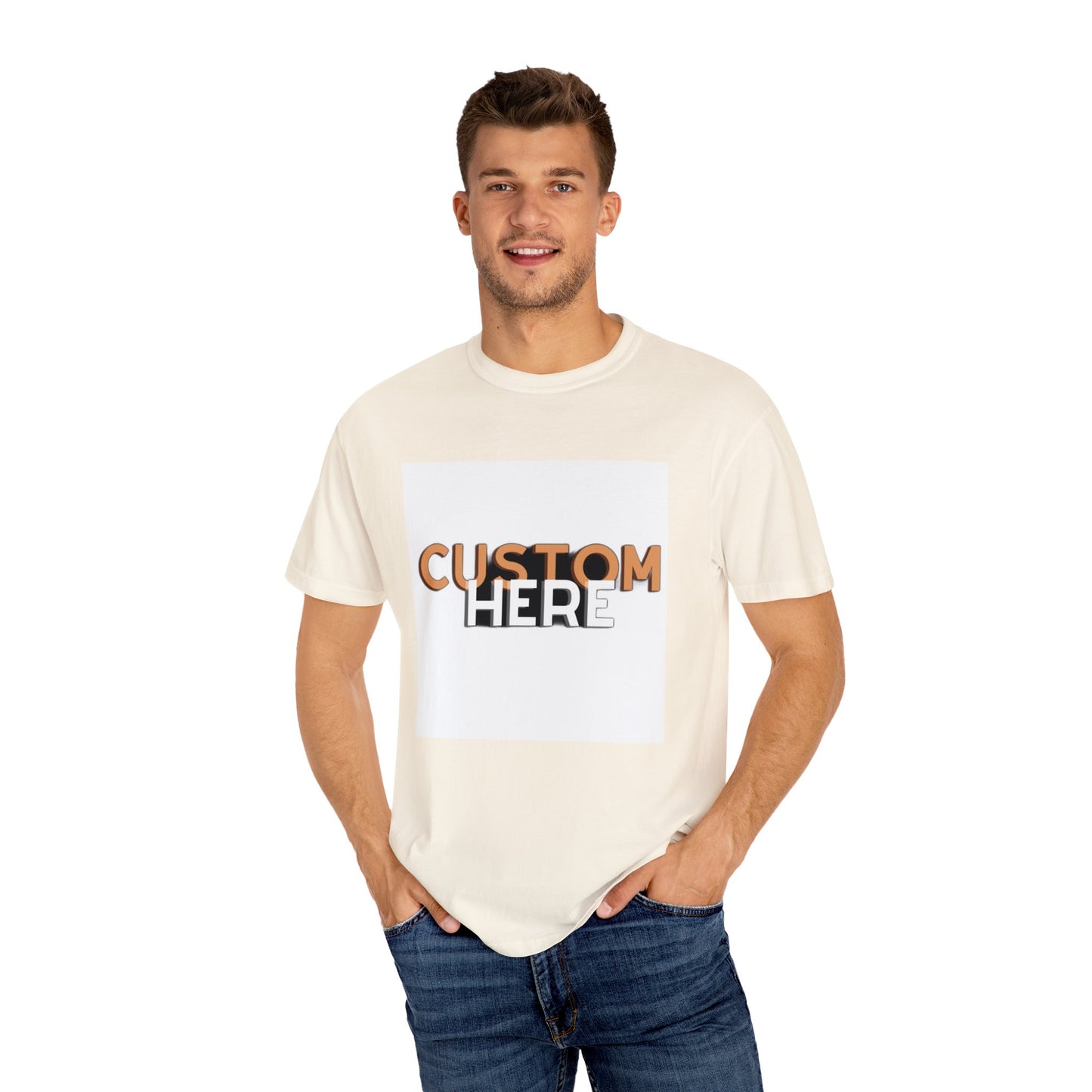 "Express Your Unique Style with the Customizable 'Custom Here' Unisex T-Shirt – Comfort and Personality in One!", Unisex Garment-Dyed T-shirt