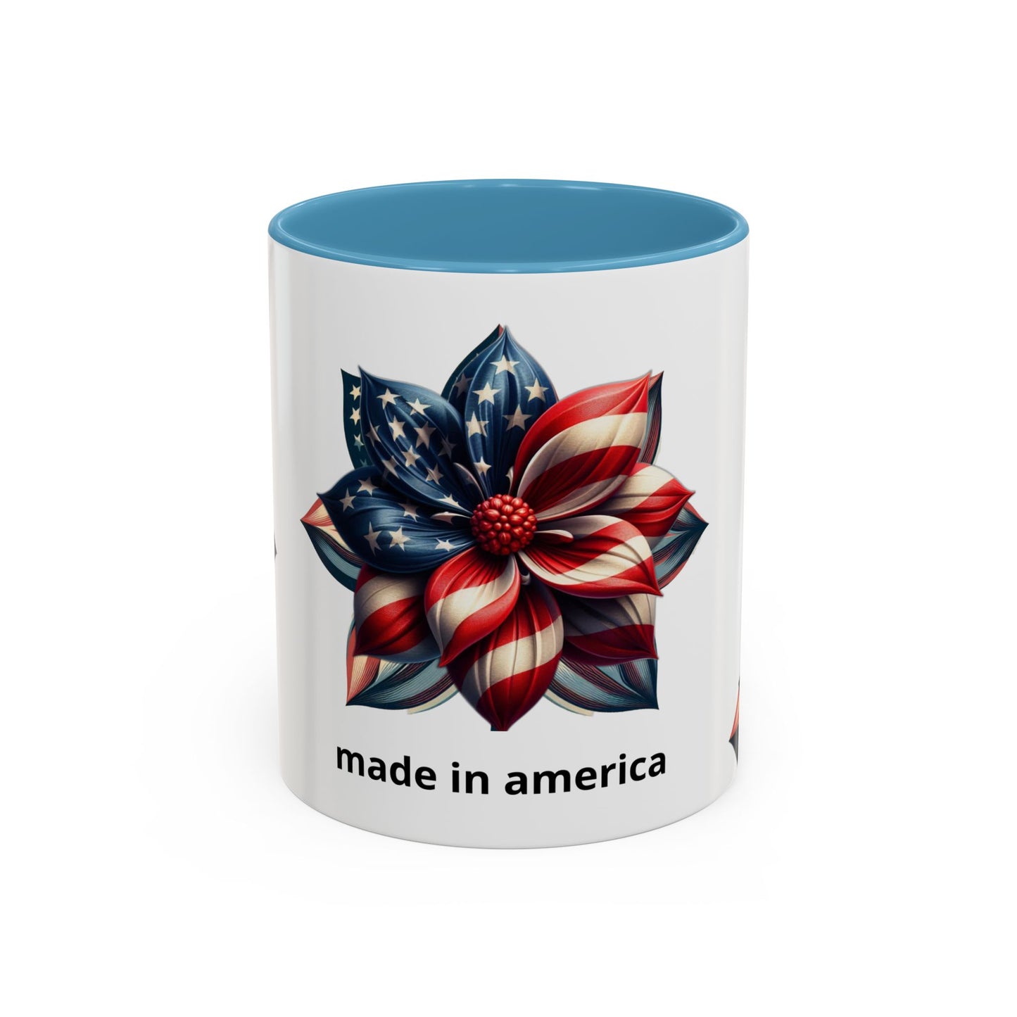 Patriotic Flower Mug – Embrace American Pride with 'Made in America' Charm! 🌸🇺🇸, Accent Coffee Mug (11, 15oz)