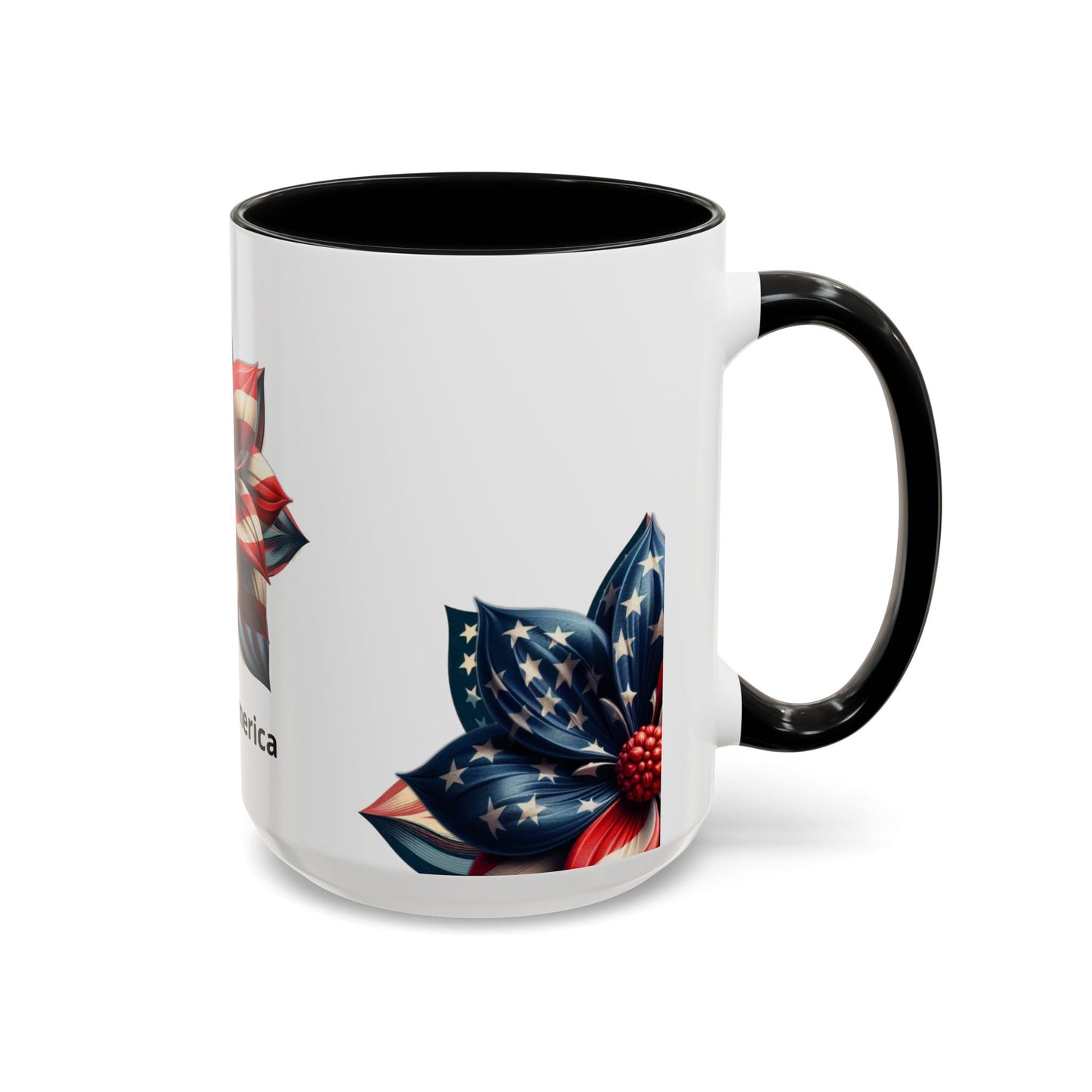 Patriotic Flower Mug – Embrace American Pride with 'Made in America' Charm! 🌸🇺🇸, Accent Coffee Mug (11, 15oz)