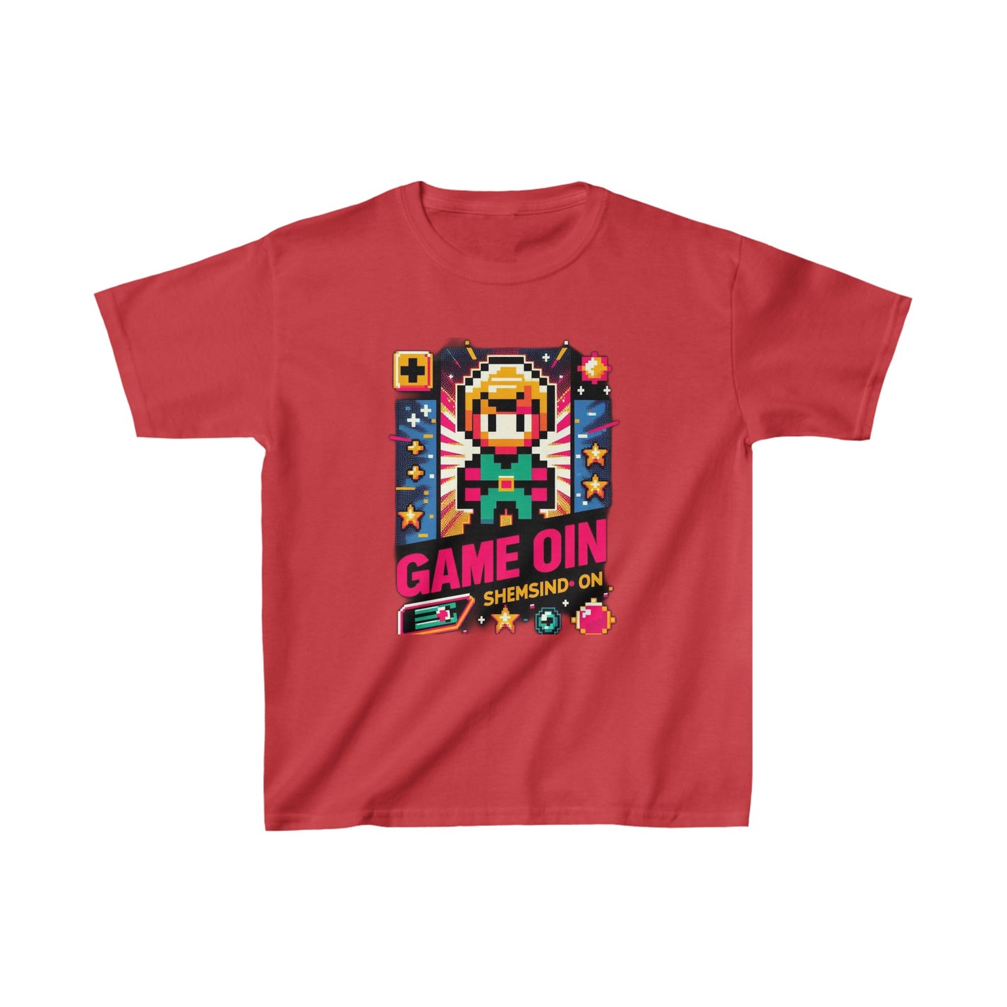 Pixel Art Retro Kids' Tee – Classic Gaming Style with 'Game On' – Comfortable, Durable, and Ethically Made,