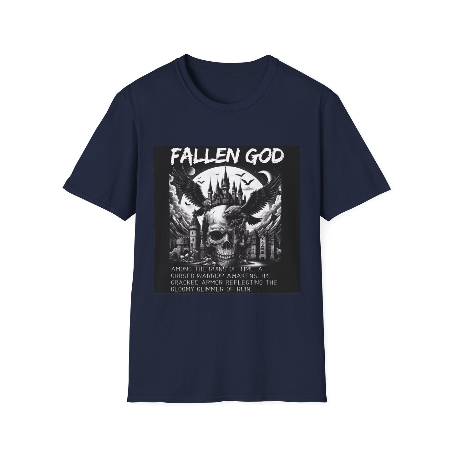 "Fallen GOD" Unisex Tee: Embrace the Legend with a Hauntingly Detailed Skull Design, Unisex Softstyle T-Shirt