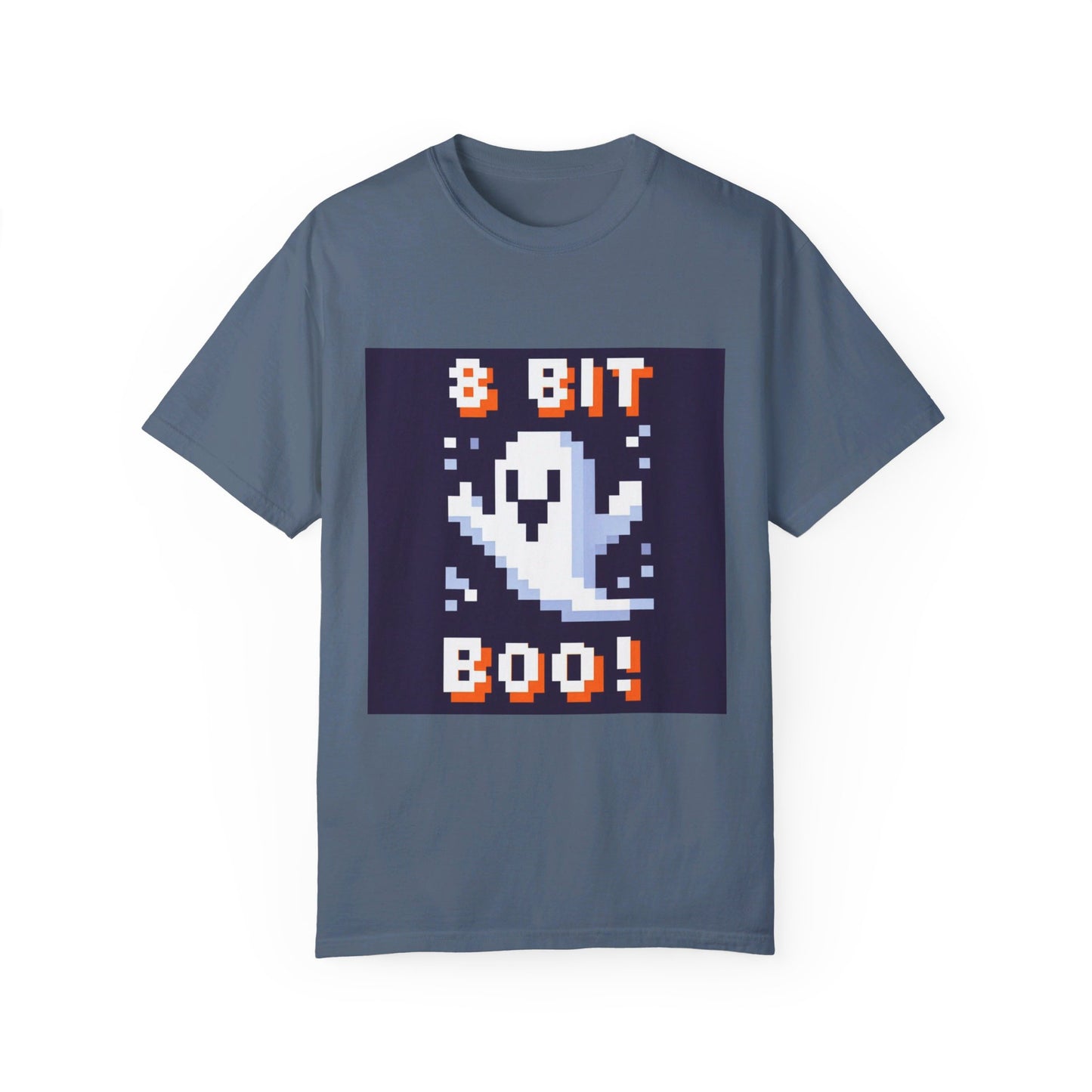 "8-Bit Boo! Retro Pixel Ghost Halloween T-Shirt - Nostalgic Gamer Tee with Neon Glow - Unisex Comfort Fit"