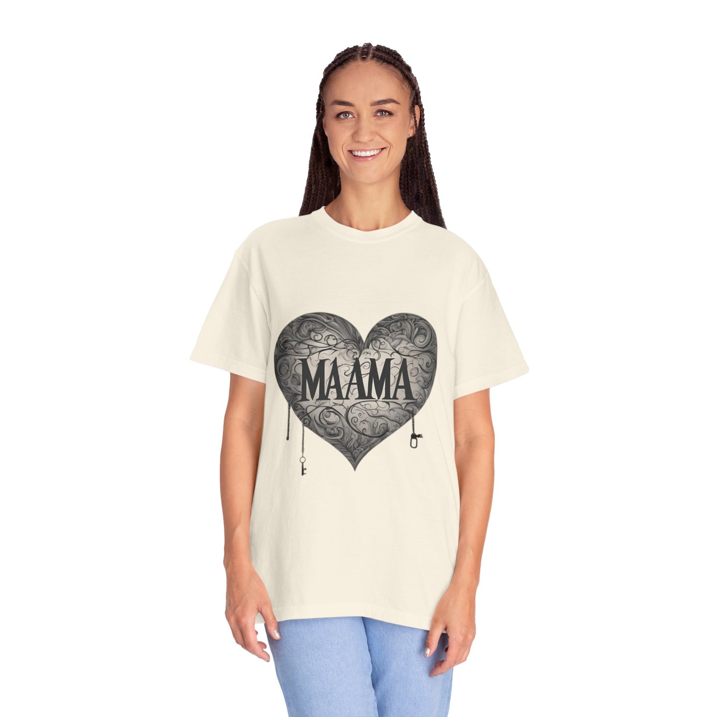 MAMA" Heart Tee: Celebrate Love with Premium Comfort and Unique Style, Unisex Garment-Dyed T-shirt