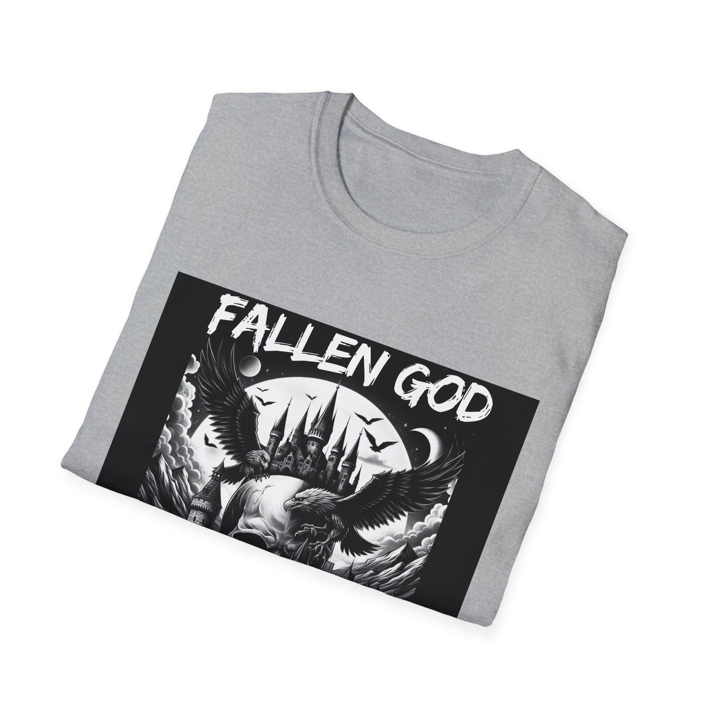 "Fallen GOD" Unisex Tee: Embrace the Legend with a Hauntingly Detailed Skull Design, Unisex Softstyle T-Shirt