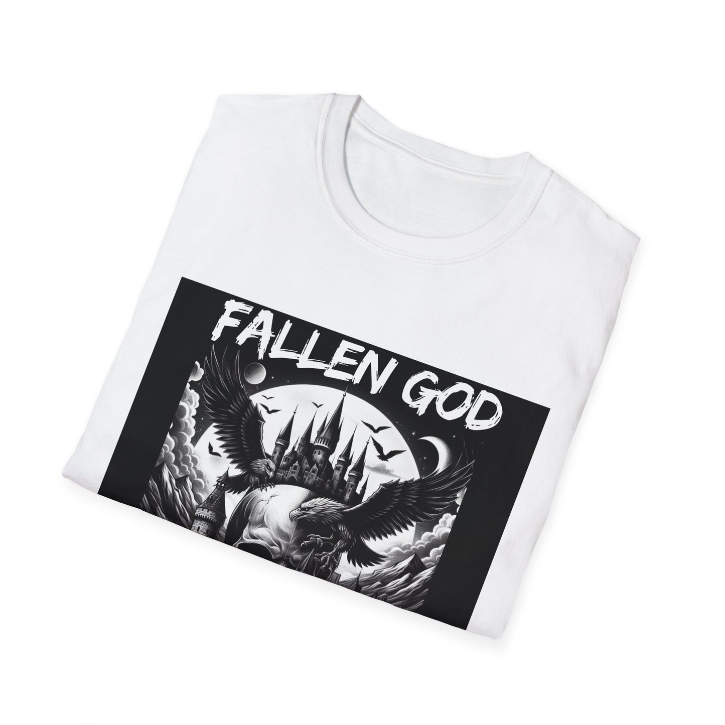 "Fallen GOD" Unisex Tee: Embrace the Legend with a Hauntingly Detailed Skull Design, Unisex Softstyle T-Shirt