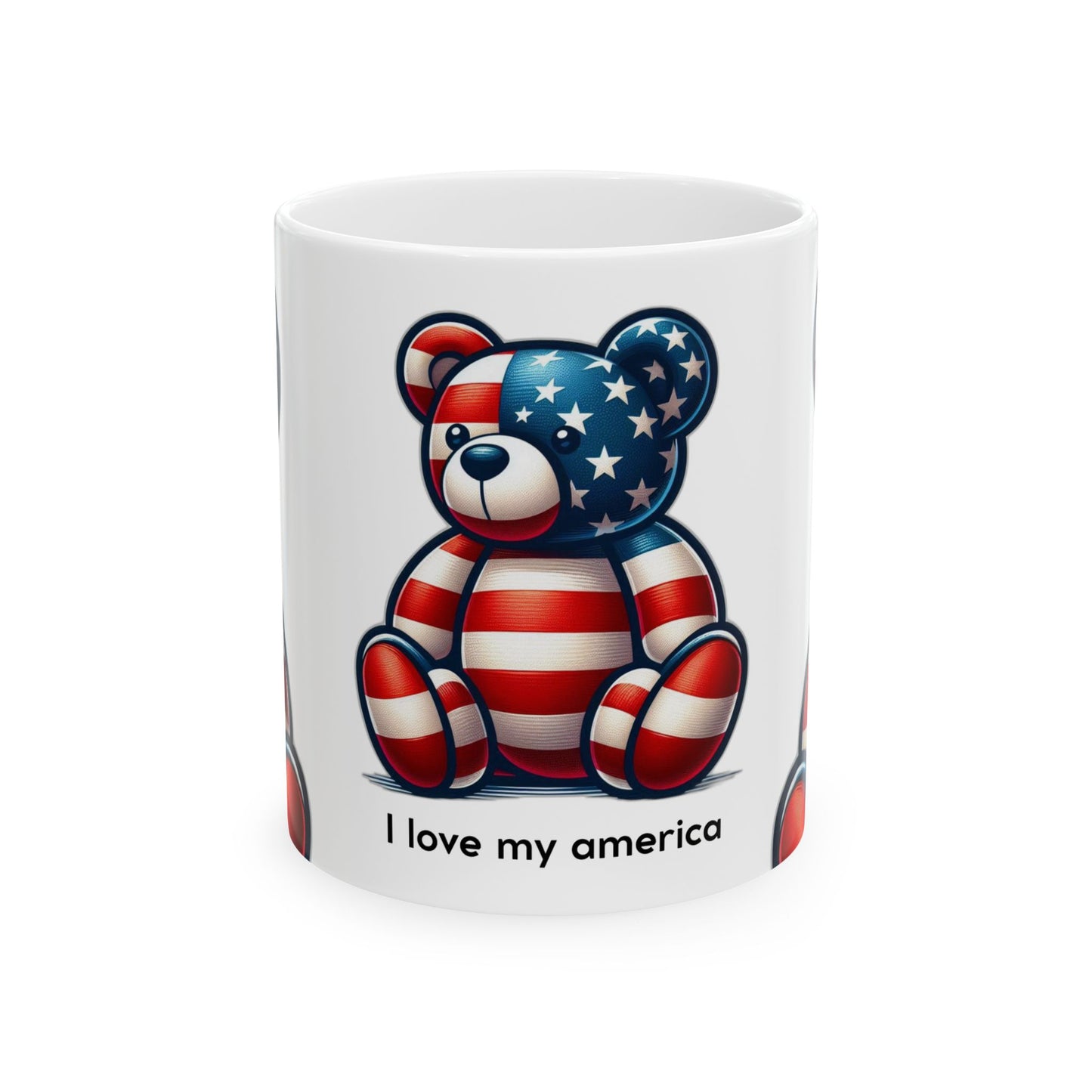 Patriotic Bear Mug – Show Your Love for America with Every Sip! 🇺🇸🐻, Ceramic Mug, (11oz, 15oz)