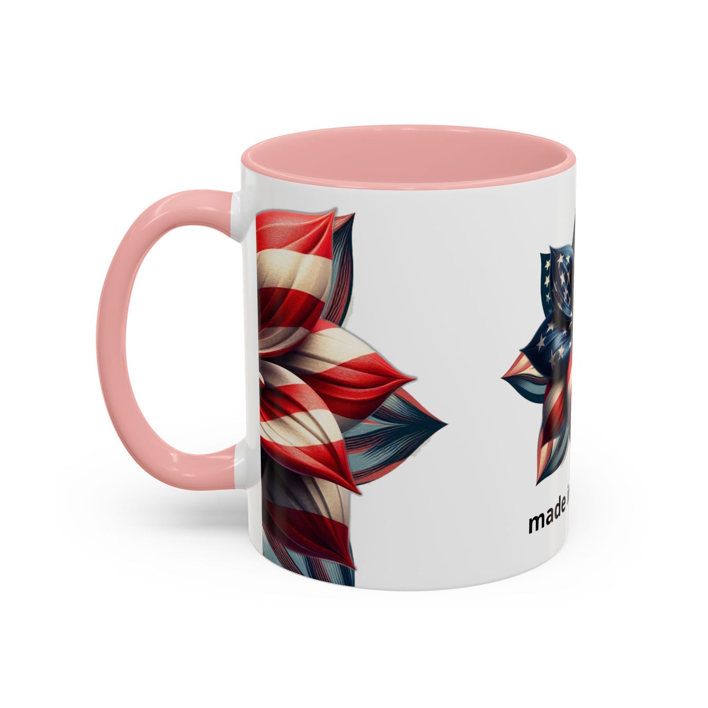 Patriotic Flower Mug – Embrace American Pride with 'Made in America' Charm! 🌸🇺🇸, Accent Coffee Mug (11, 15oz)