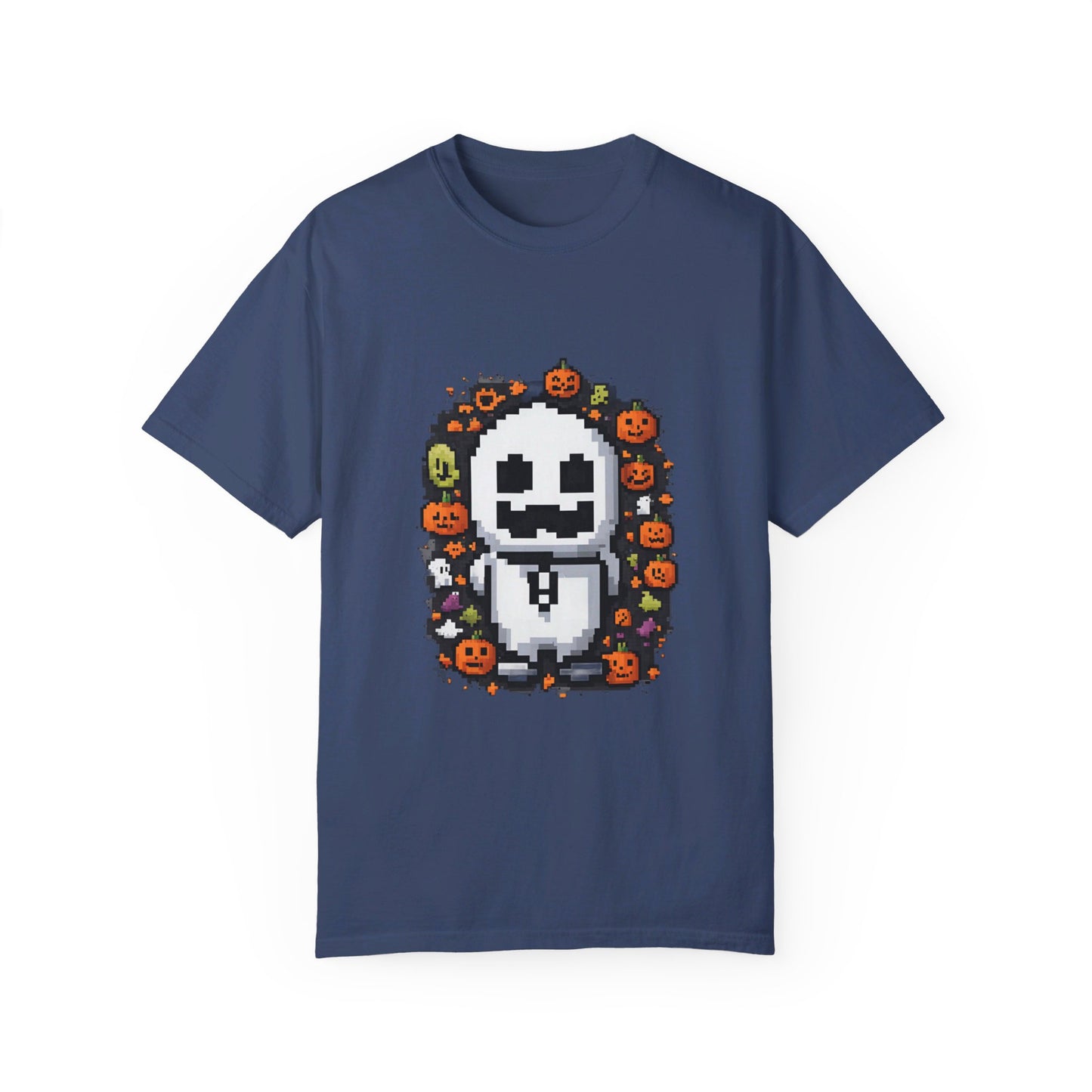 "Ghost and Pumpkins Halloween T-Shirt - Spooky Fun Design, Unisex Fit, Perfect Halloween Gift