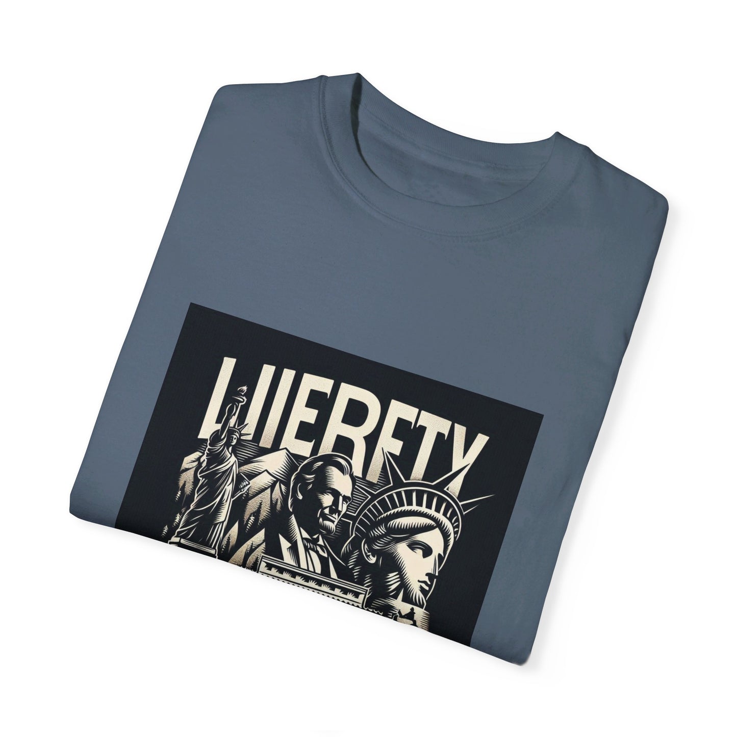 Patriotic T-Shirt | "Liberty and Justice for All" | Iconic American Monuments Design | Unisex Comfort Colors Tee