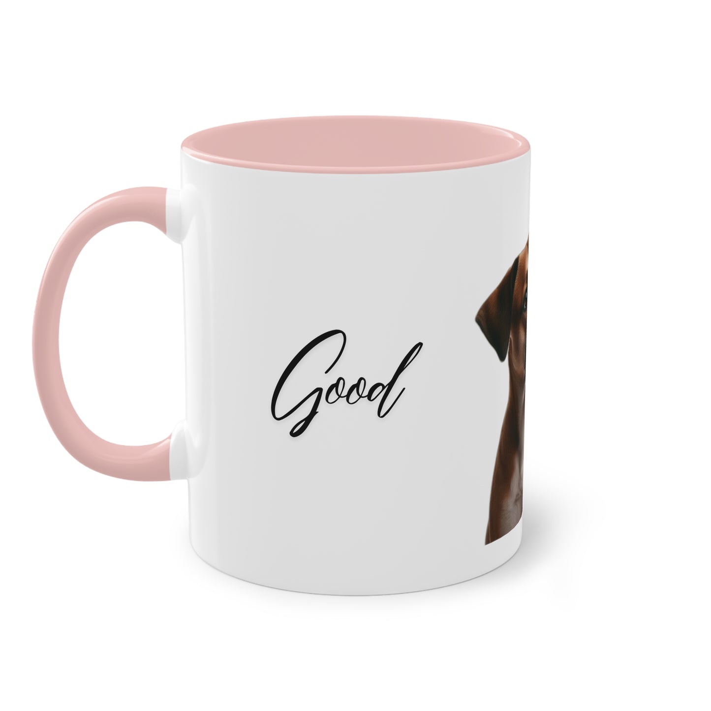 "Adorable Dog Design Ceramic Mug: ‘Good Morning’ - 11oz, Colorful & Glossy", Two-Tone Coffee Mug