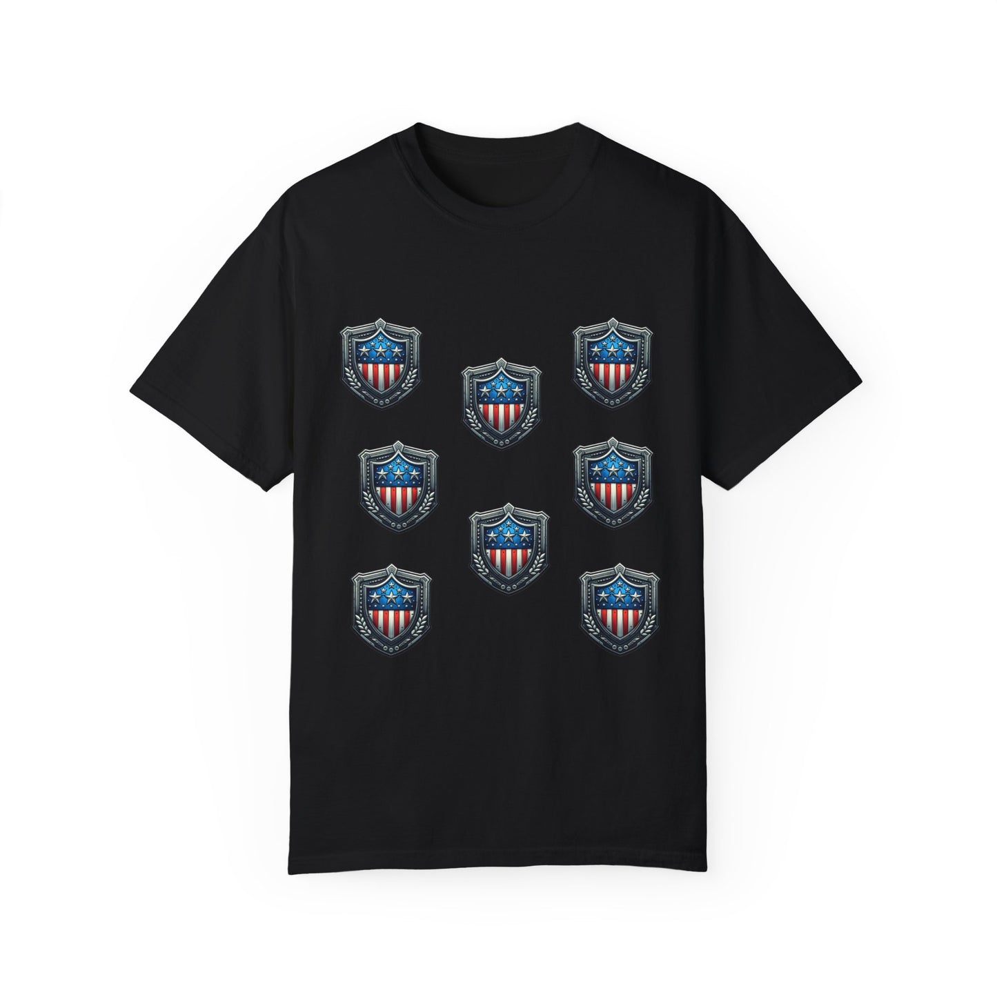 Limited Edition Unisex Tee: Iconic American Shields – Show Your Patriotic Pride. Unisex Garment-Dyed T-shirt