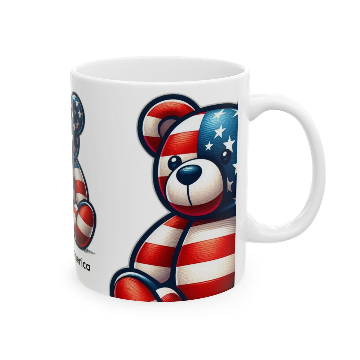 Patriotic Bear Mug – Show Your Love for America with Every Sip! 🇺🇸🐻, Ceramic Mug, (11oz, 15oz)