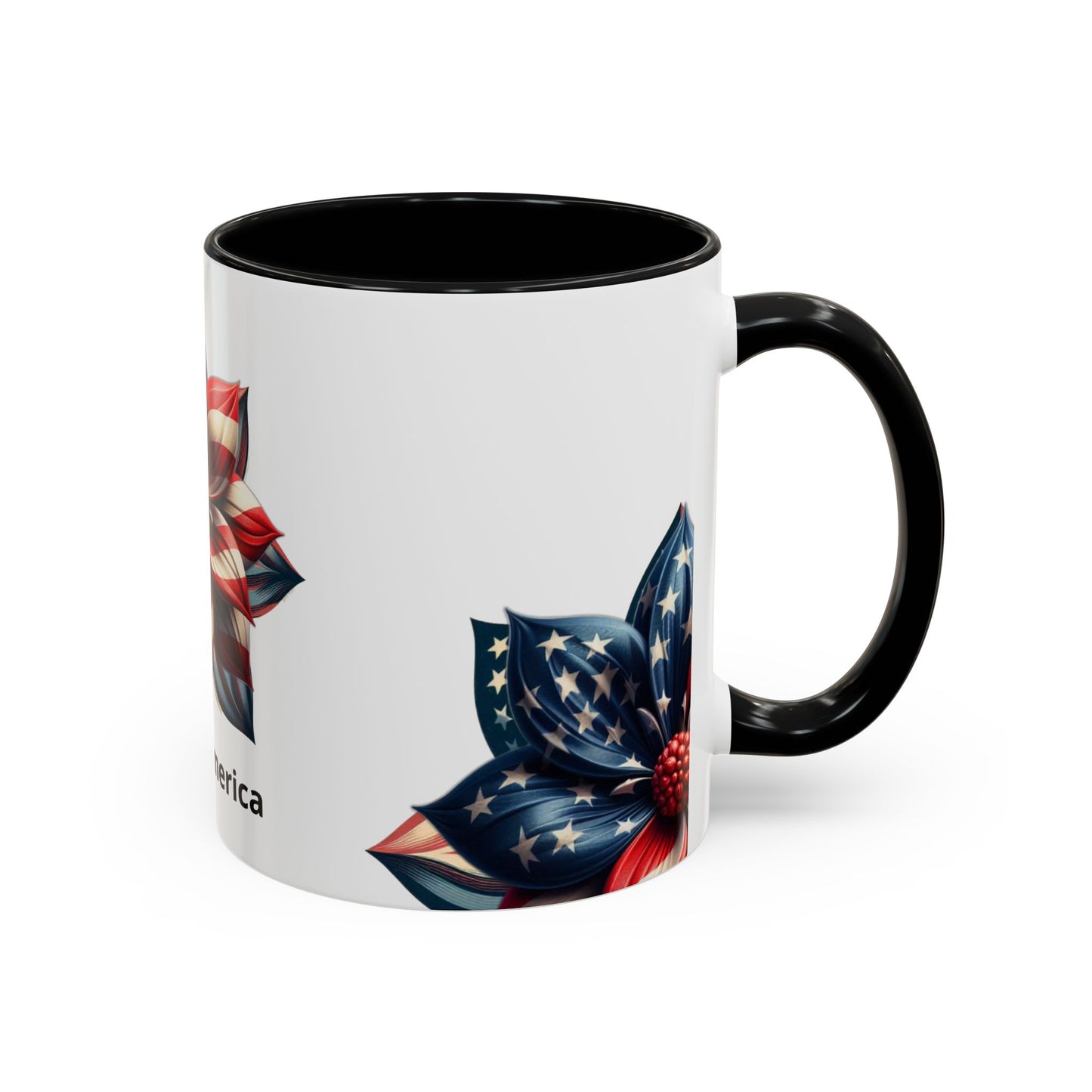 Patriotic Flower Mug – Embrace American Pride with 'Made in America' Charm! 🌸🇺🇸, Accent Coffee Mug (11, 15oz)