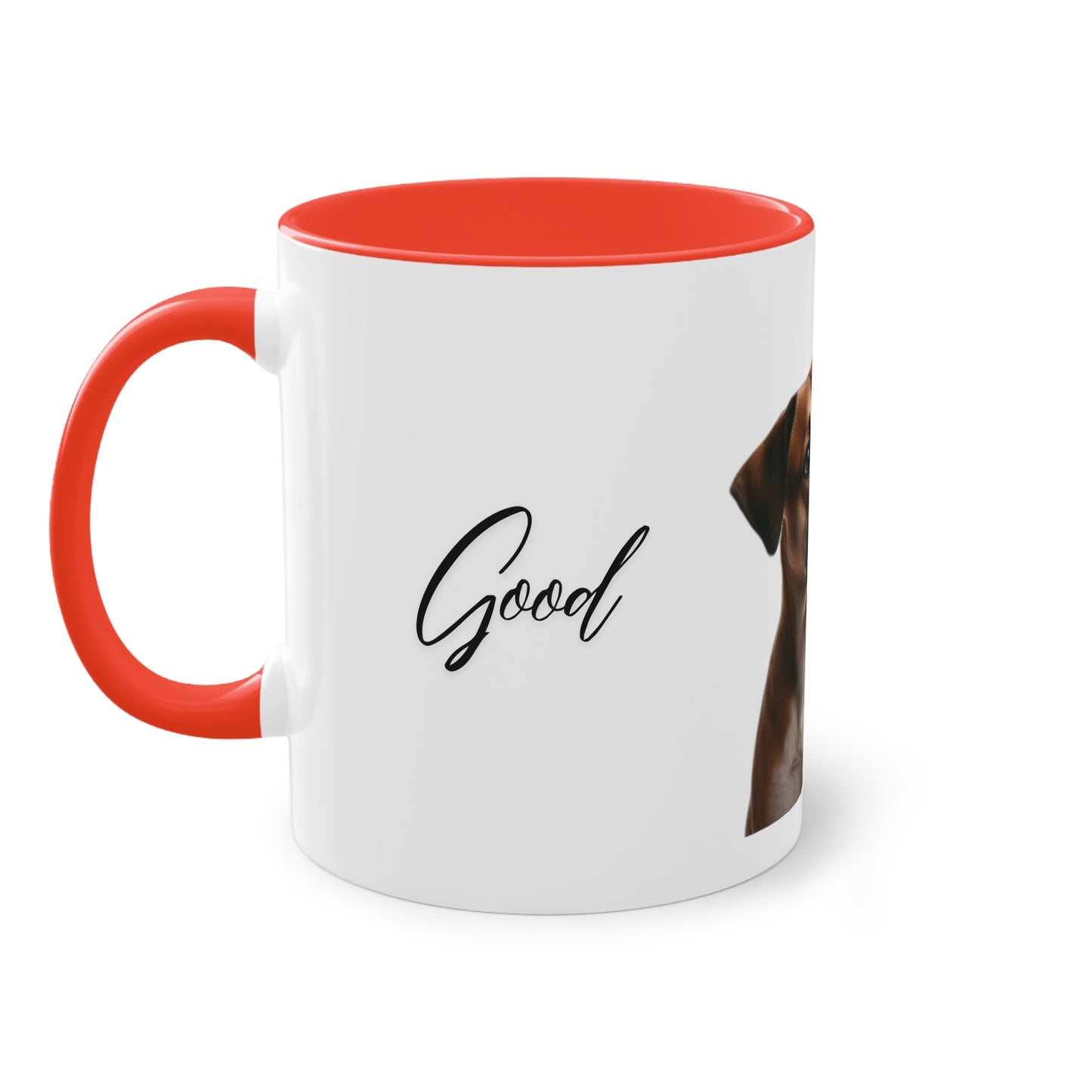 "Adorable Dog Design Ceramic Mug: ‘Good Morning’ - 11oz, Colorful & Glossy", Two-Tone Coffee Mug