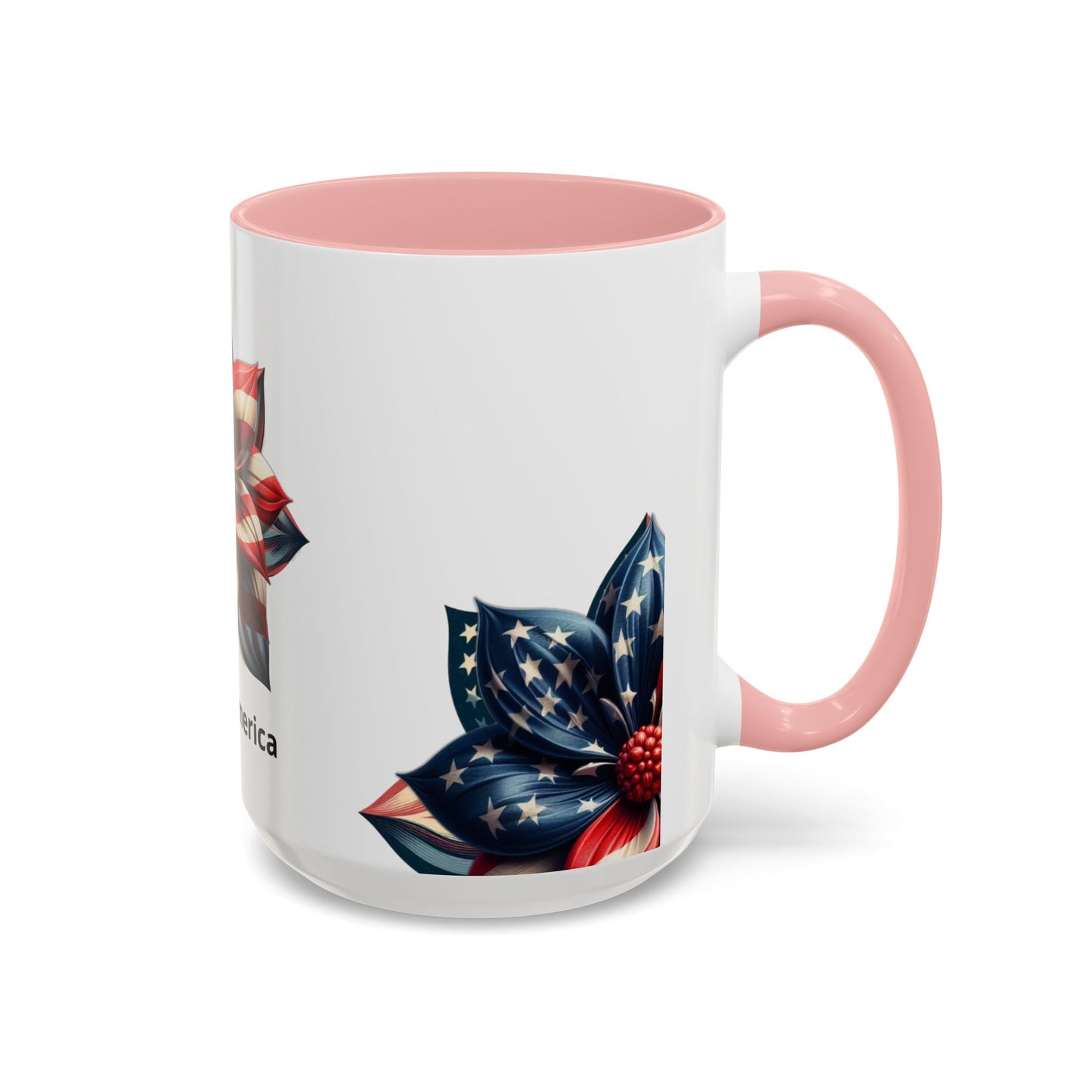 Patriotic Flower Mug – Embrace American Pride with 'Made in America' Charm! 🌸🇺🇸, Accent Coffee Mug (11, 15oz)