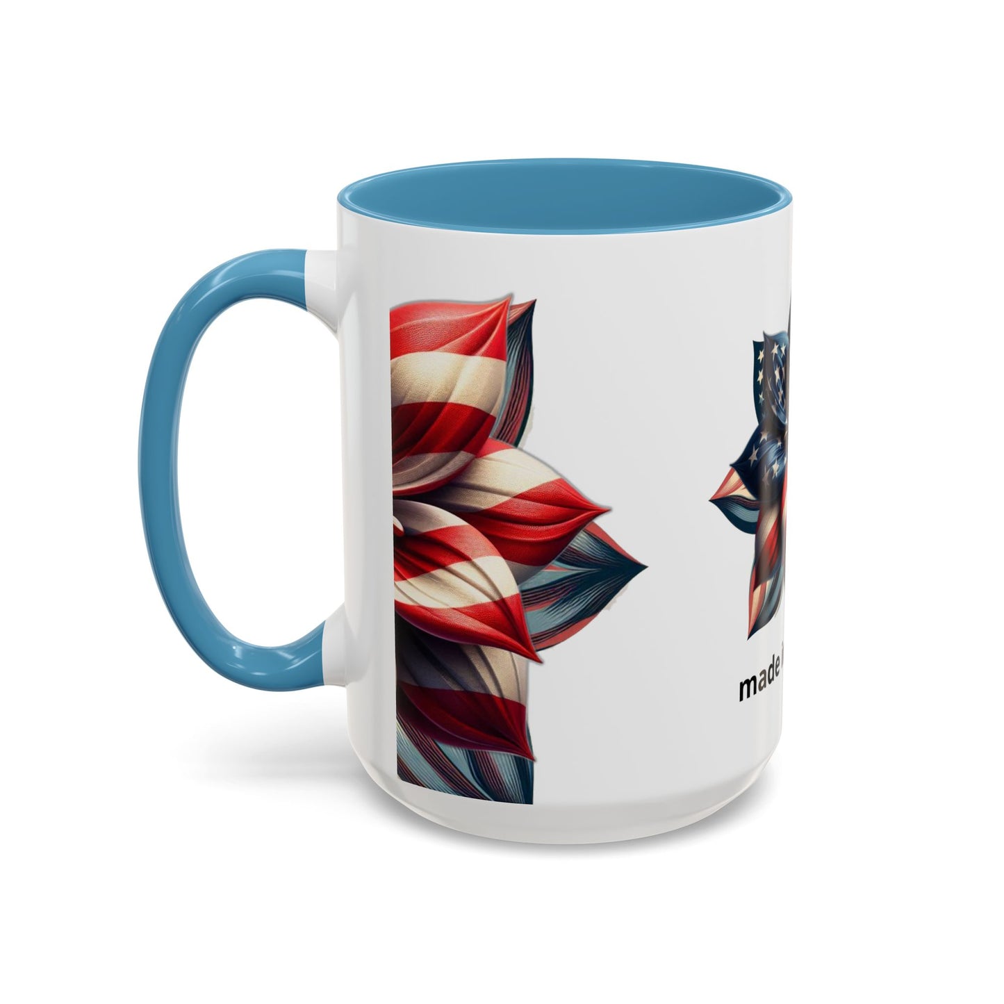 Patriotic Flower Mug – Embrace American Pride with 'Made in America' Charm! 🌸🇺🇸, Accent Coffee Mug (11, 15oz)