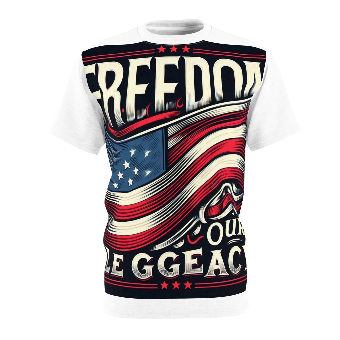 Limited Edition Patriotic T-Shirt: 'Freedom Is Our Legacy' – Bold Design, Superior Comfort! Unisex Cut & Sew Tee (AOP)