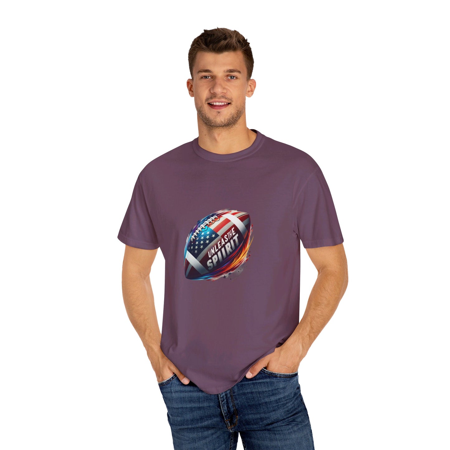 Unleash the Spirit" American Football T-Shirt | Patriotic U.S. Flag Design | High-Energy Sports Tee | Comfortable & Durable Cotton Shirt