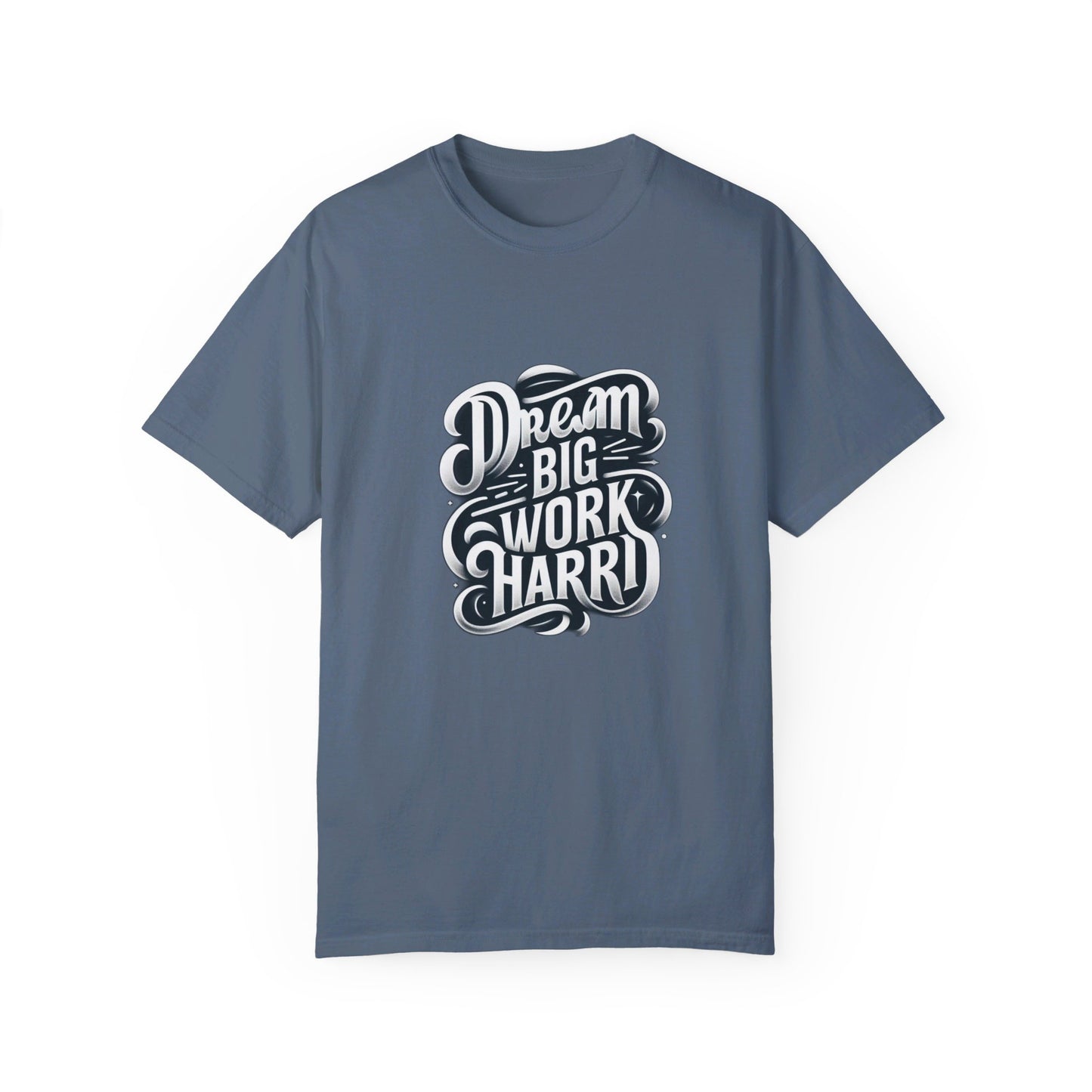 "Dream Big, Work Hard" T-Shirt – Inspiring Minimalist Design, Motivational Apparel, Classic Black and White Tee