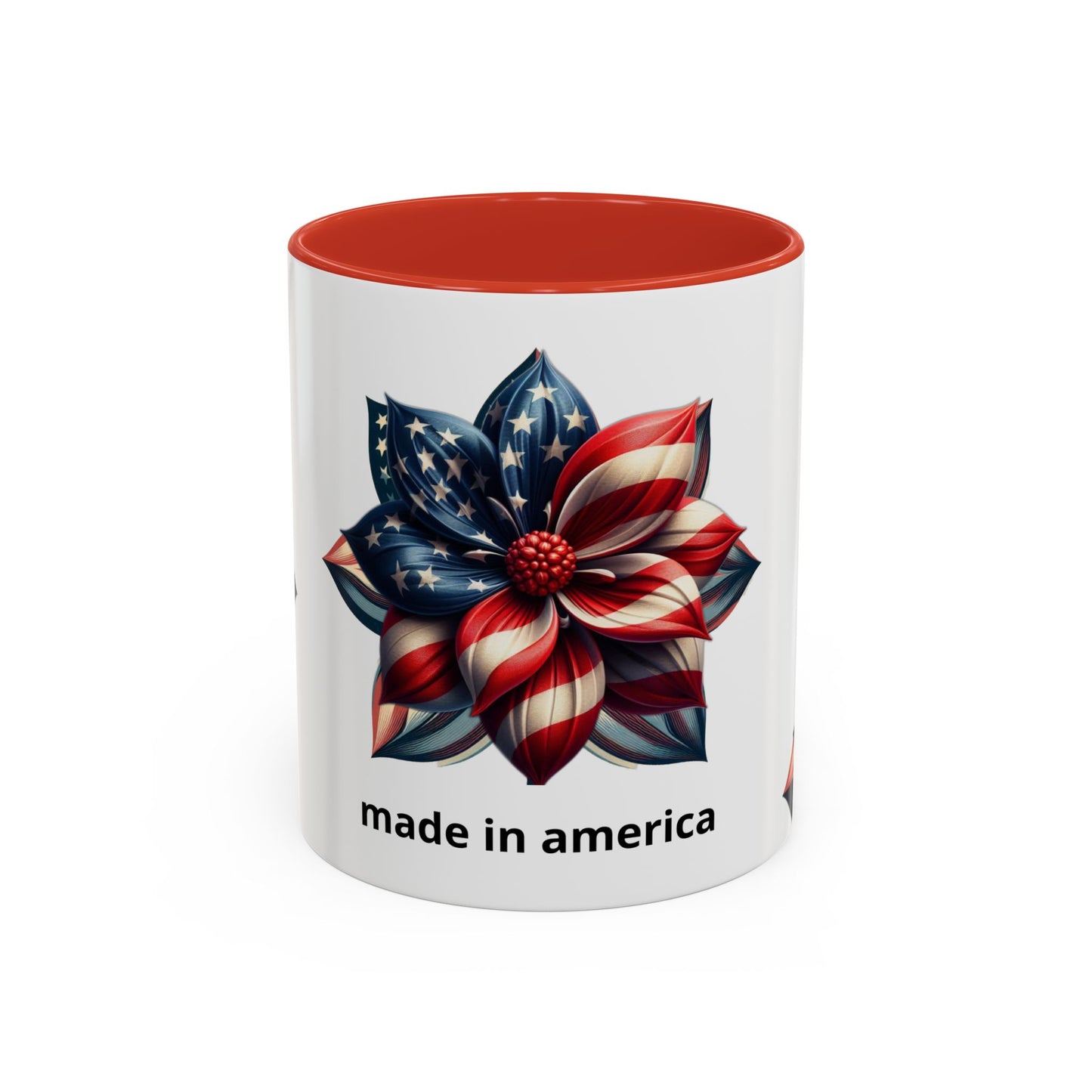 Patriotic Flower Mug – Embrace American Pride with 'Made in America' Charm! 🌸🇺🇸, Accent Coffee Mug (11, 15oz)