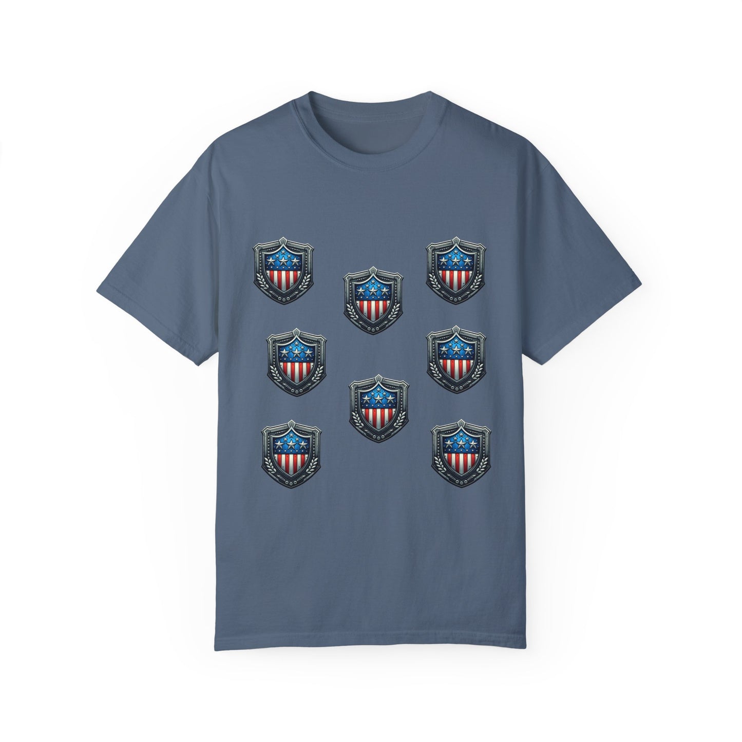 Limited Edition Unisex Tee: Iconic American Shields – Show Your Patriotic Pride. Unisex Garment-Dyed T-shirt