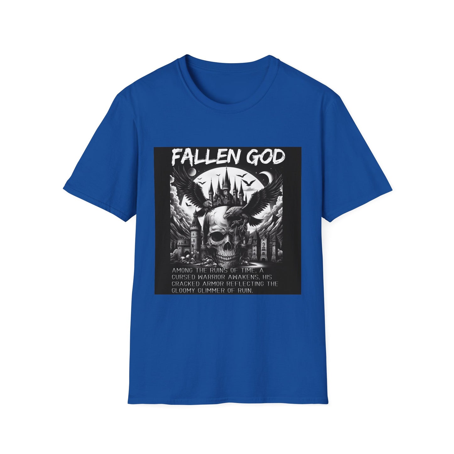 "Fallen GOD" Unisex Tee: Embrace the Legend with a Hauntingly Detailed Skull Design, Unisex Softstyle T-Shirt