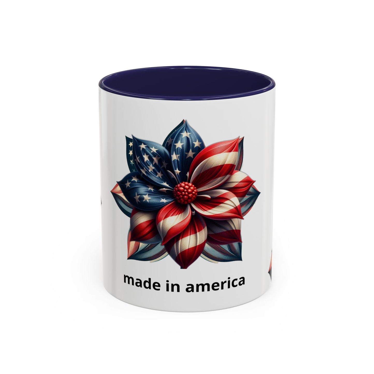 Patriotic Flower Mug – Embrace American Pride with 'Made in America' Charm! 🌸🇺🇸, Accent Coffee Mug (11, 15oz)