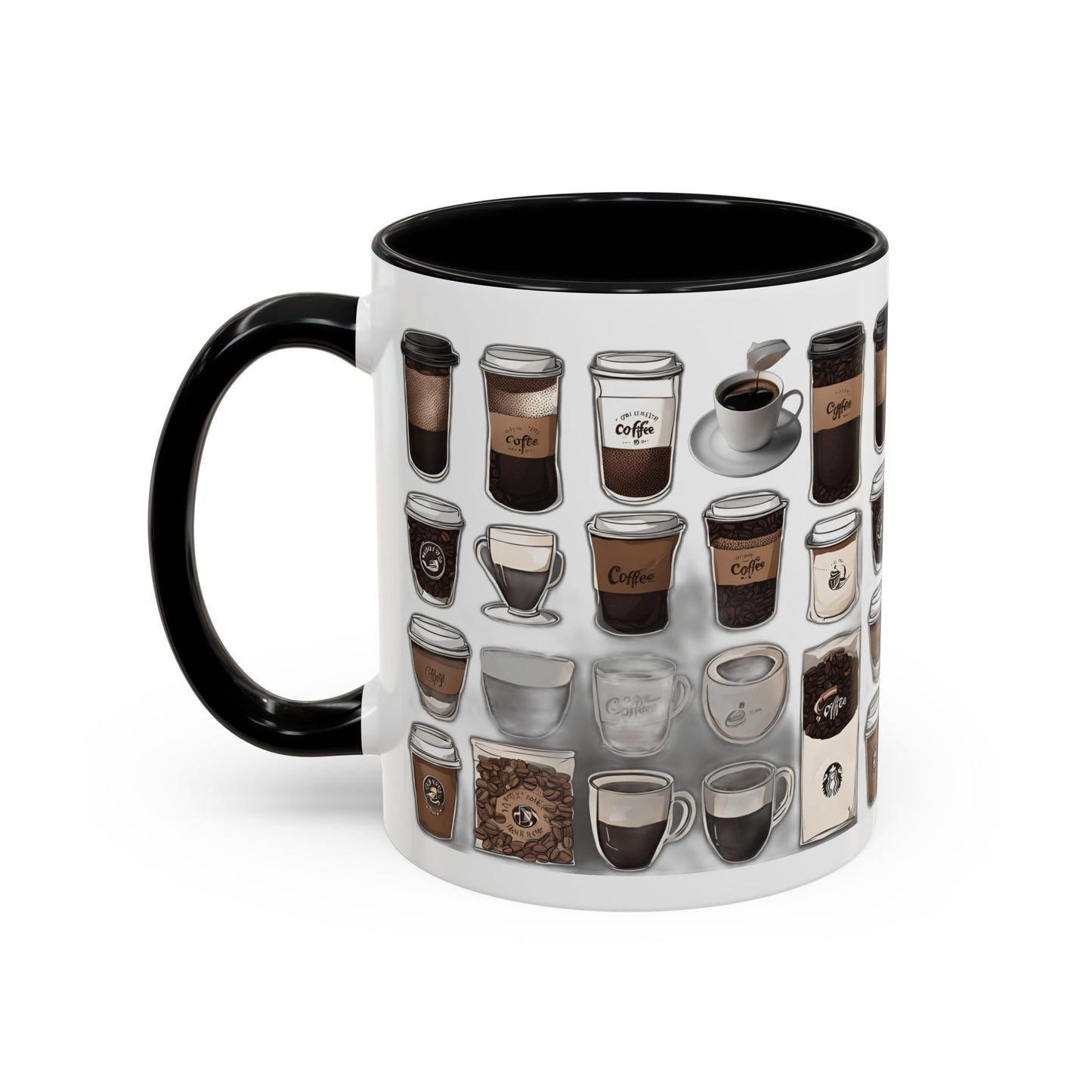 "Playful Coffee Cup Ceramic Mug: Fun Designs in 11oz & 15oz Sizes", Accent Coffee Mug (11, 15oz)